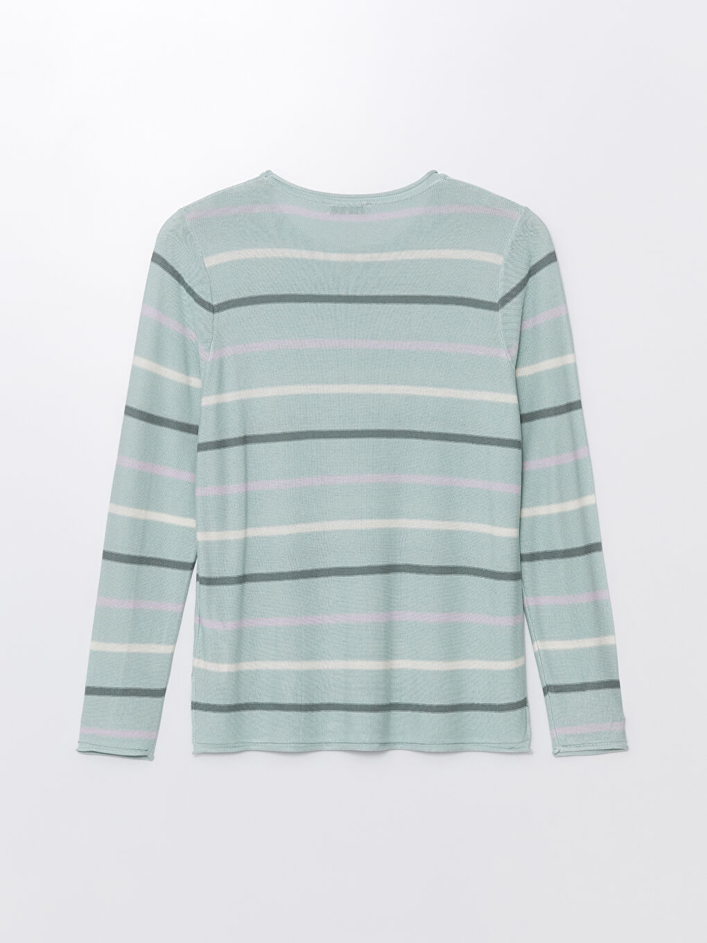 Crew Neck Striped Long Sleeve Women's Knitwear Sweater -W46361Z8-LFT