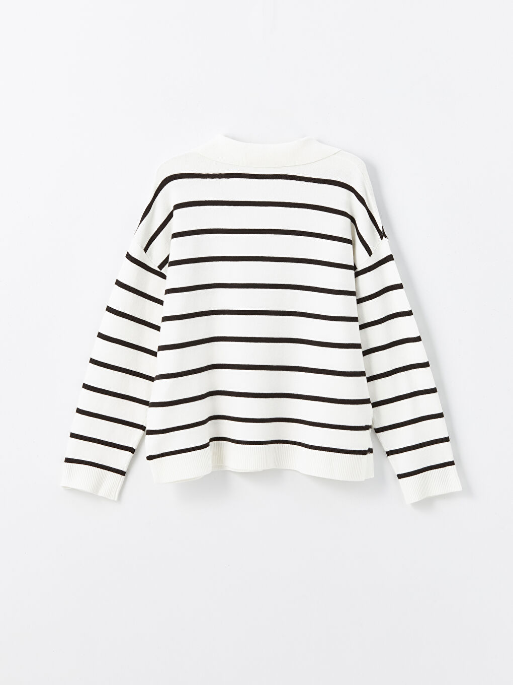 LCWAIKIKI Basic Polo-Kragen Gestreifter Oversize Strickpullover für Damen -W46392Z8-LFC