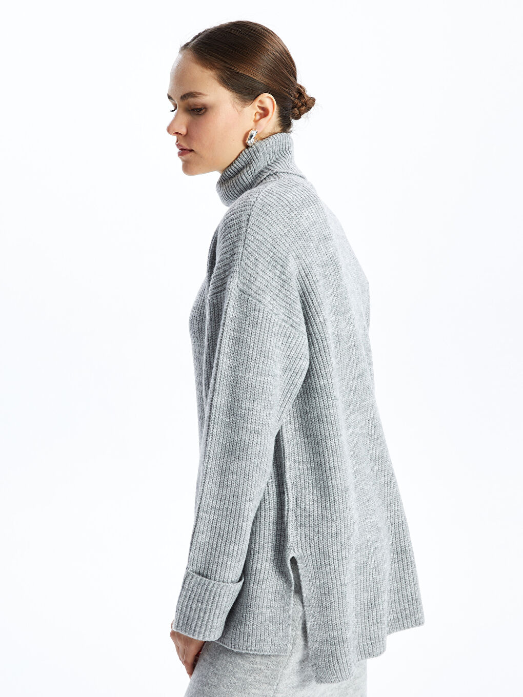 LCWAIKIKI Classic Turtleneck Plain Long Sleeve Women's Knitwear Sweater -W46397Z8-JMD