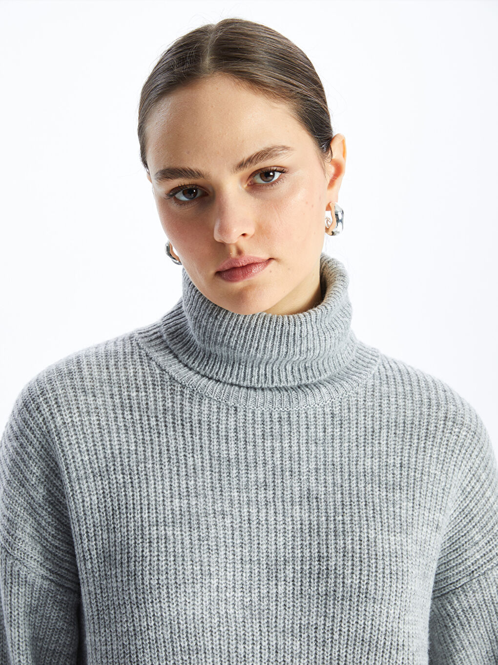 LCWAIKIKI Classic Turtleneck Plain Long Sleeve Women's Knitwear Sweater -W46397Z8-JMD
