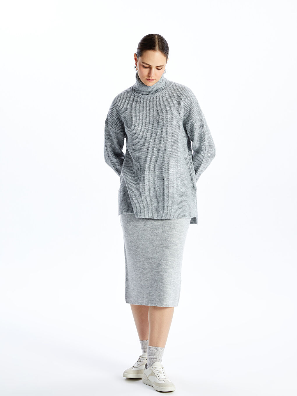 LCWAIKIKI Classic Turtleneck Plain Long Sleeve Women's Knitwear Sweater -W46397Z8-JMD