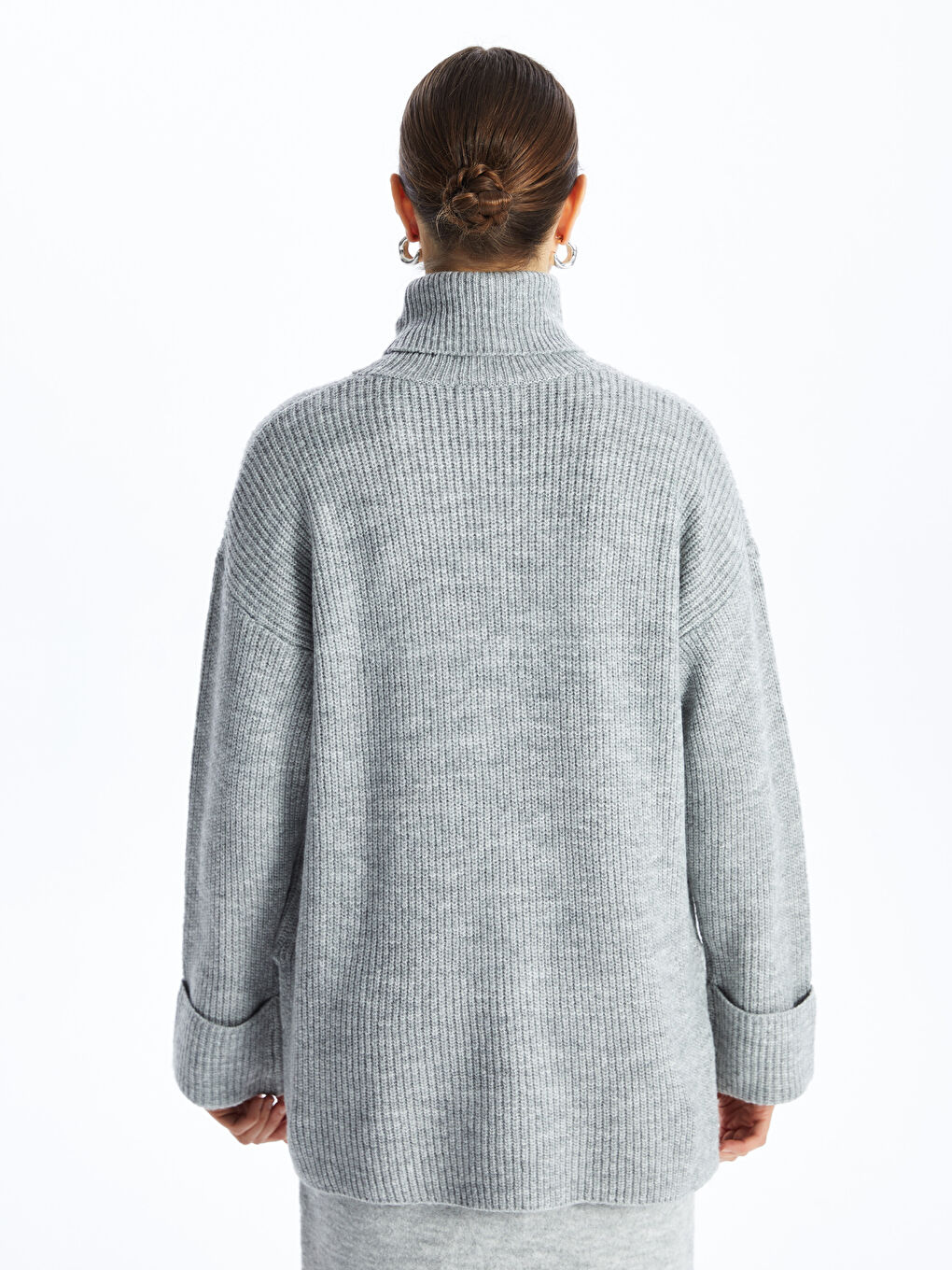 LCWAIKIKI Classic Turtleneck Plain Long Sleeve Women's Knitwear Sweater -W46397Z8-JMD