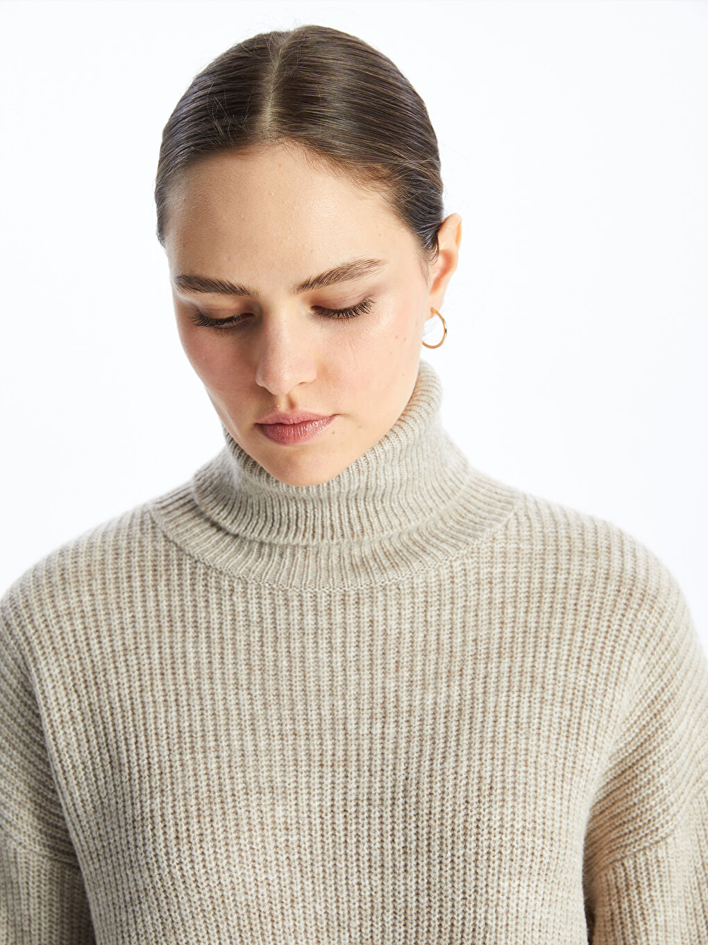 LCWAIKIKI Classic Turtleneck Plain Long Sleeve Women's Knitwear Sweater -W46397Z8-VBR