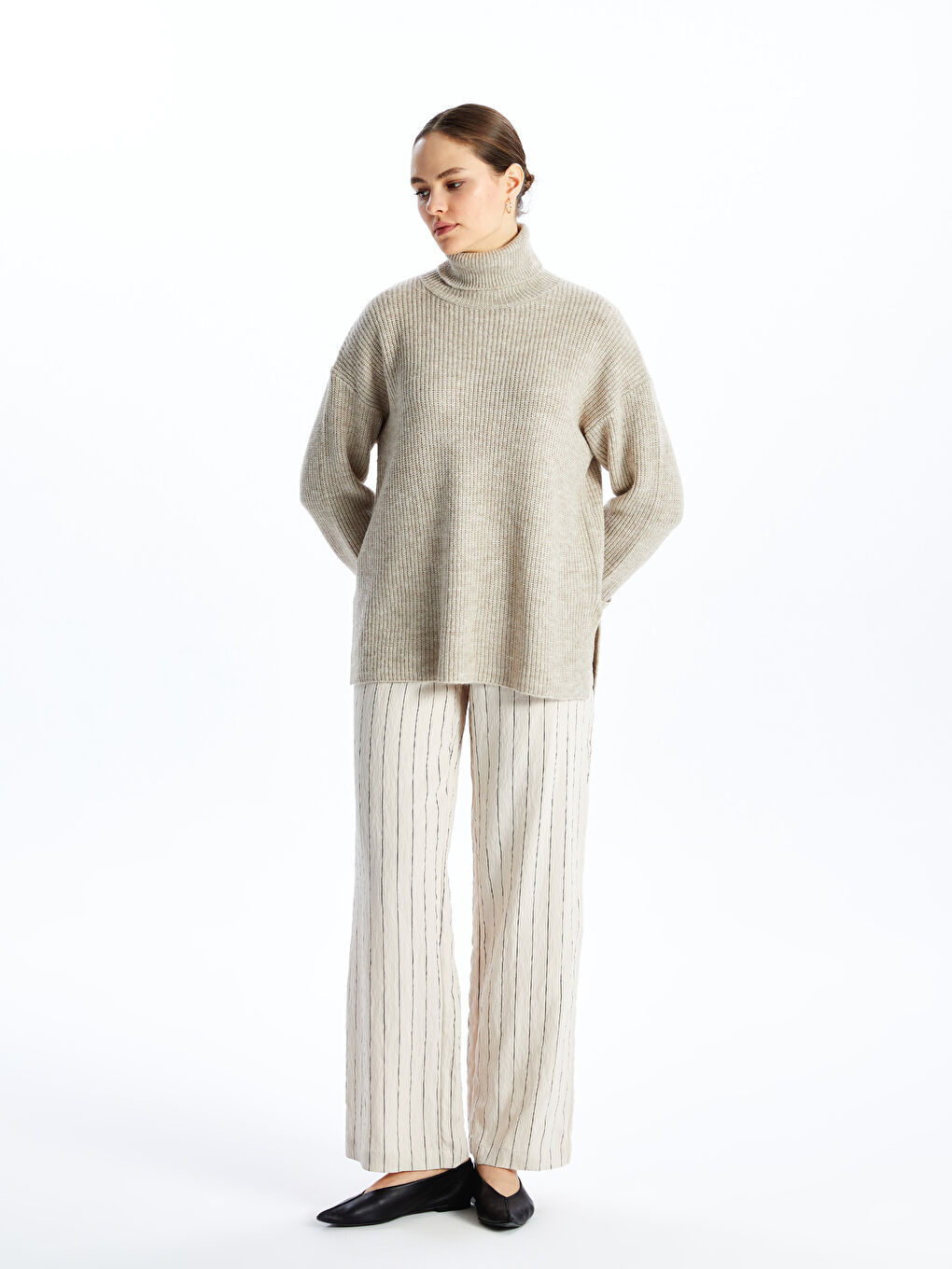 LCWAIKIKI Classic Turtleneck Plain Long Sleeve Women's Knitwear Sweater -W46397Z8-VBR