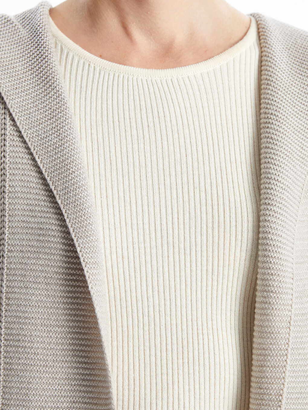 Shawl Collar Textured Women's Knitwear Waistcoat -W46398Z8-L8Q