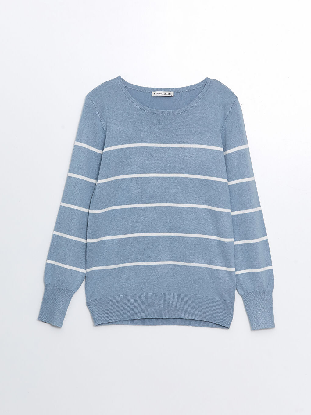 Crew Neck Striped Long Sleeve Women's Knitwear Sweater-5