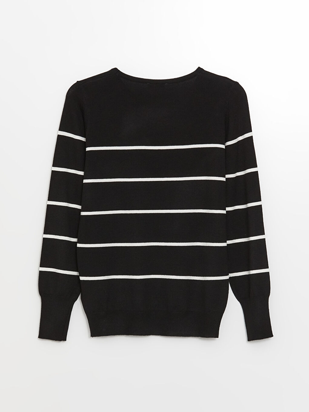 Pull-over à Col Rond Rayé à Manches Longues pour Femmes en Tricot-7