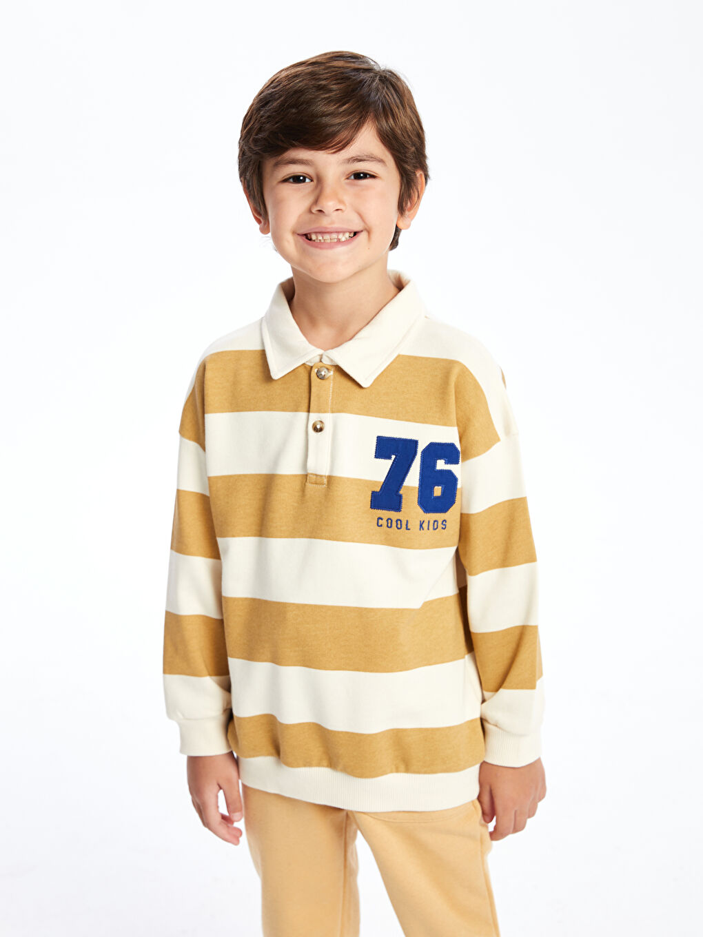 LCW Kids Polo Neck Long Sleeve Boys' Sweatshirt -W46404Z1-LFC