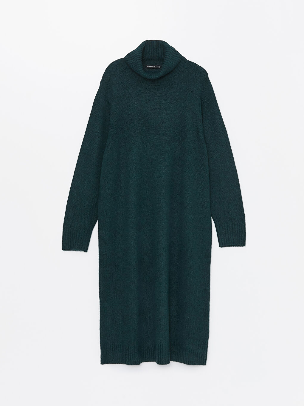 Turtleneck Plain Long Sleeve Oversize Women Knitwear Dress-5
