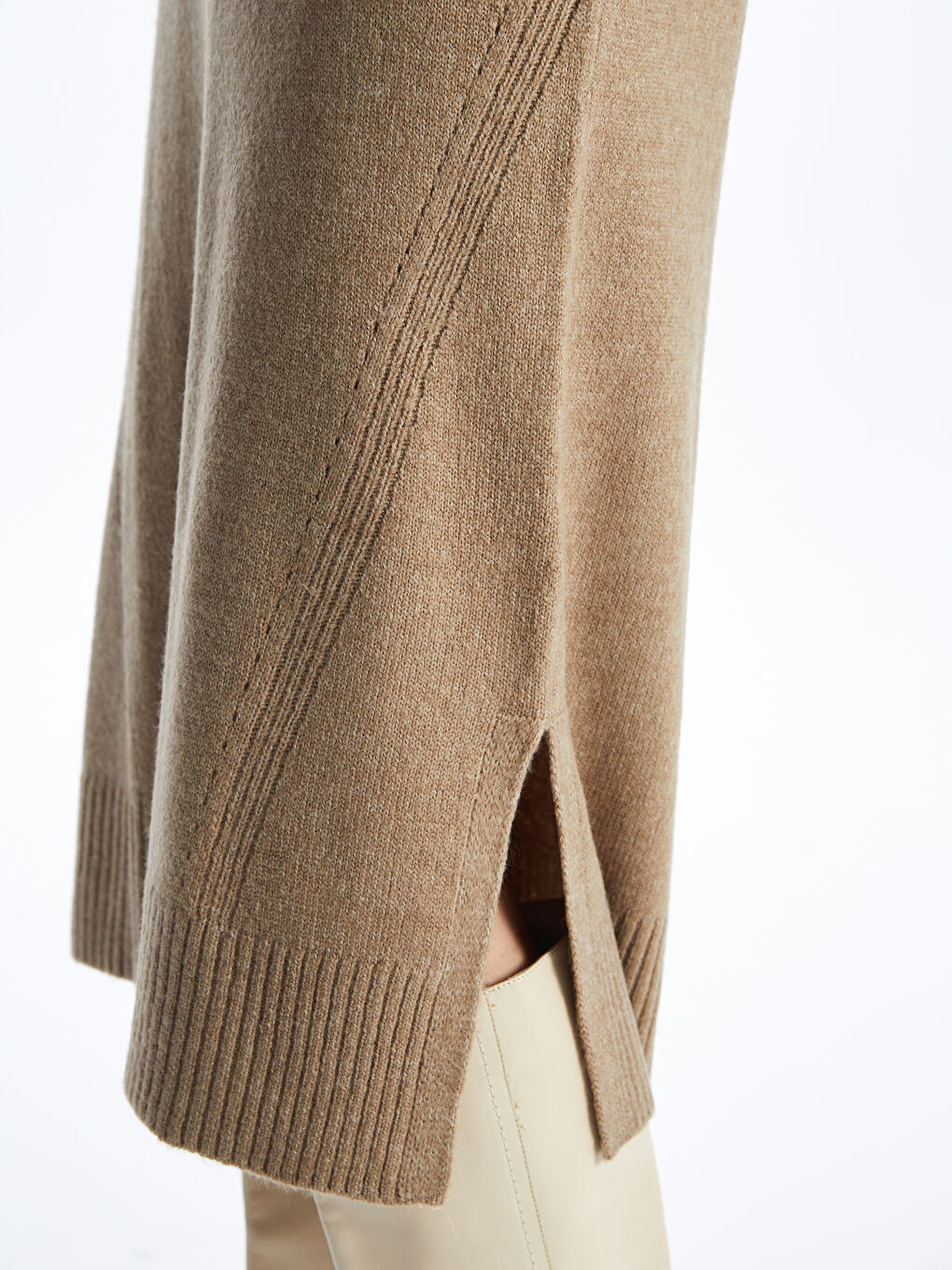 LCWAIKIKI Classic Crew Neck Plain Long Sleeve Women's Knitwear Dress -W46441Z8-D4N