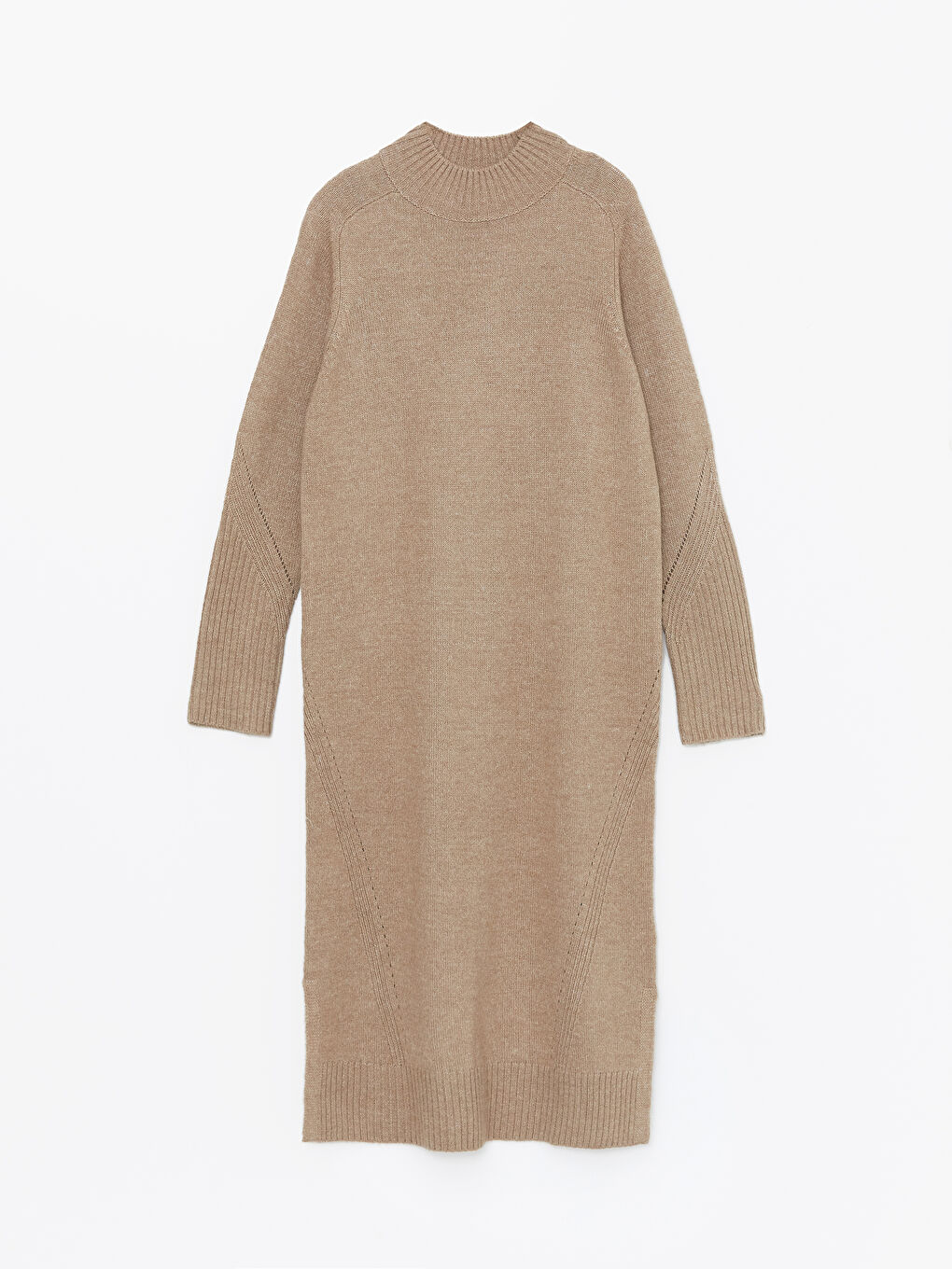 LCWAIKIKI Classic Crew Neck Plain Long Sleeve Women's Knitwear Dress -W46441Z8-D4N
