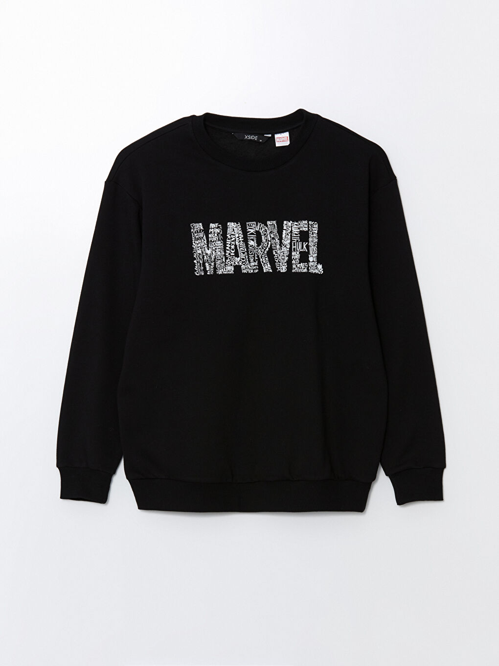 LCW Casual Siyah Bisiklet Yaka Uzun Kollu Marvel Baskılı Erkek Kalın Sweatshirt - 4