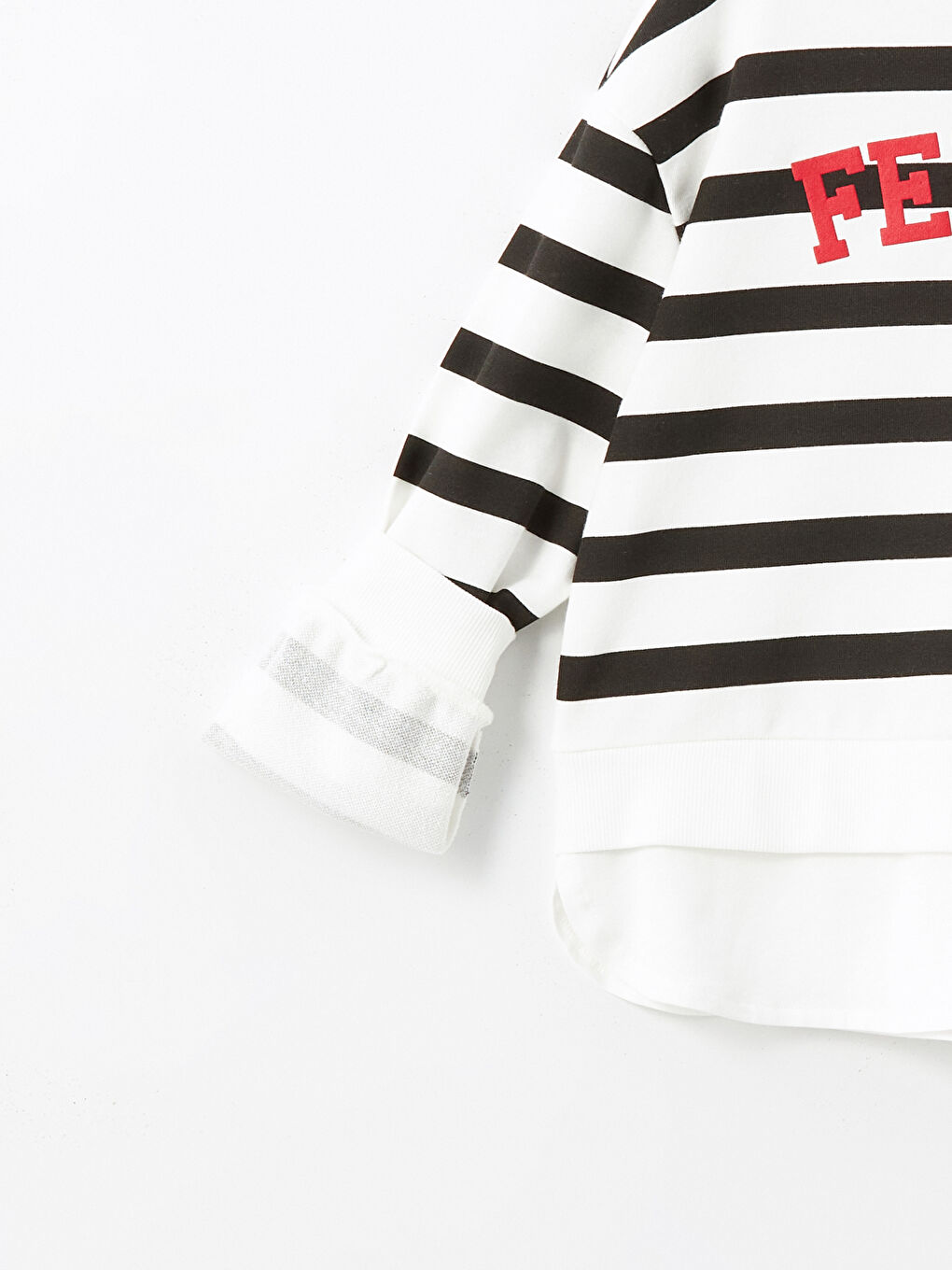 Ekru Bisiklet Yaka Kız Çocuk Sweatshirt-4