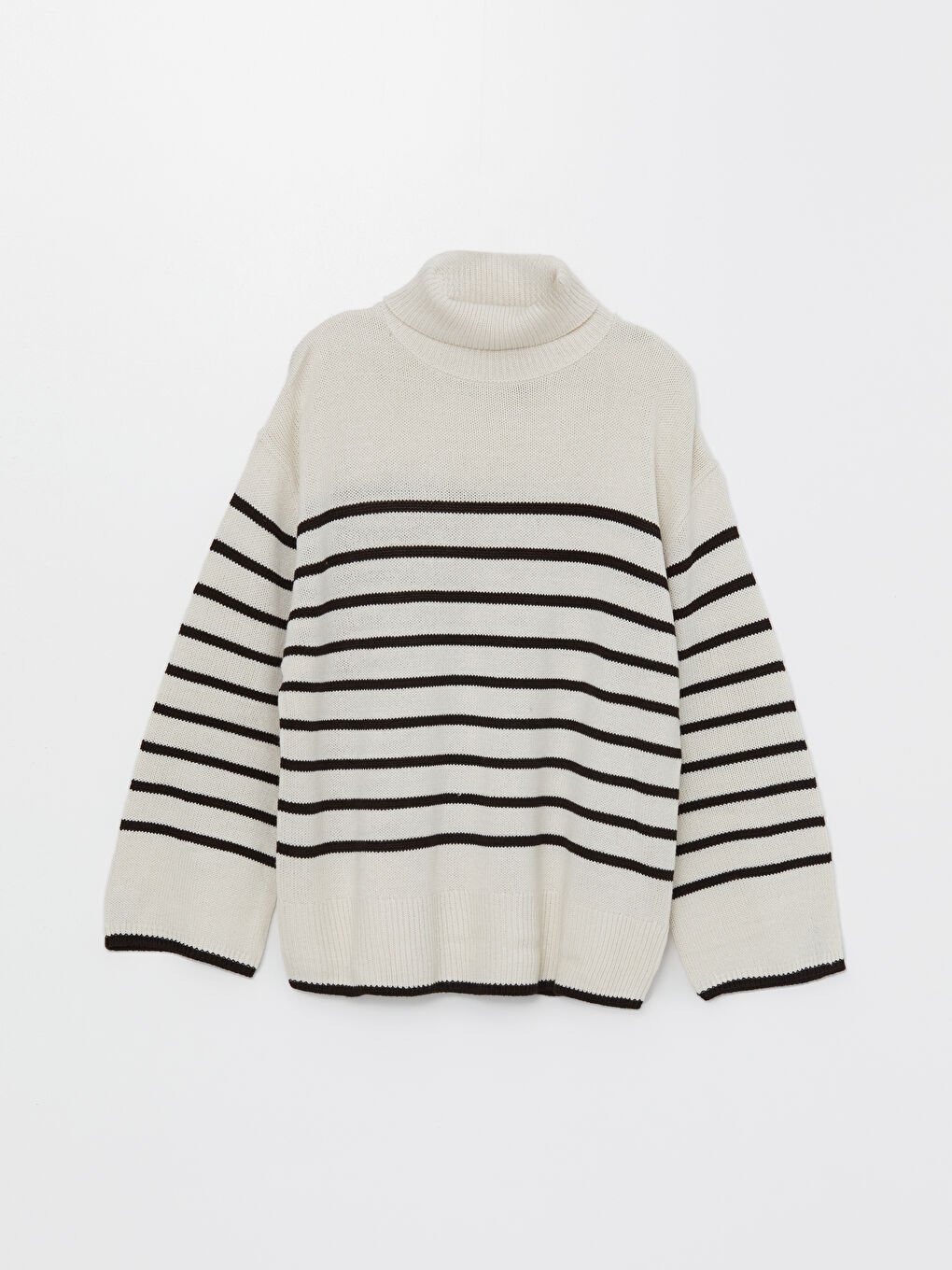Turtleneck Striped Long Sleeve Maternity Knitwear Sweater-5