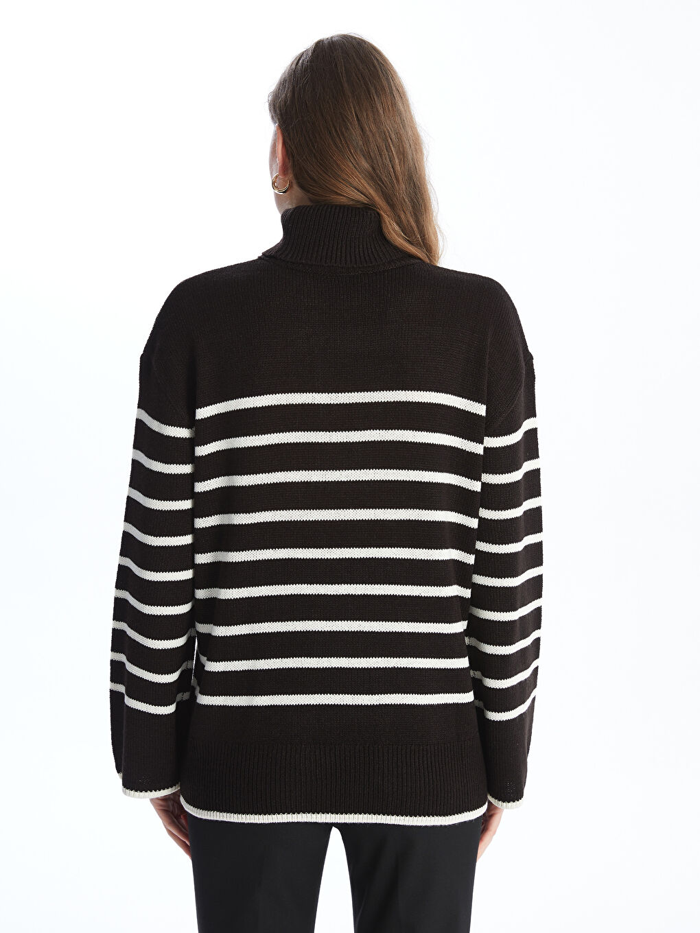 LCWAIKIKI Maternity Turtleneck Striped Long Sleeve Maternity Knitwear Sweater -W46507Z8-LFC