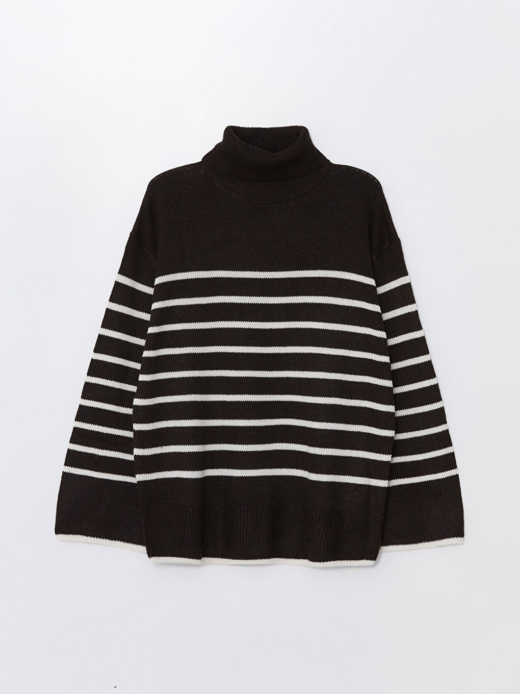 LCWAIKIKI Maternity Turtleneck Striped Long Sleeve Maternity Knitwear Sweater -W46507Z8-LFC