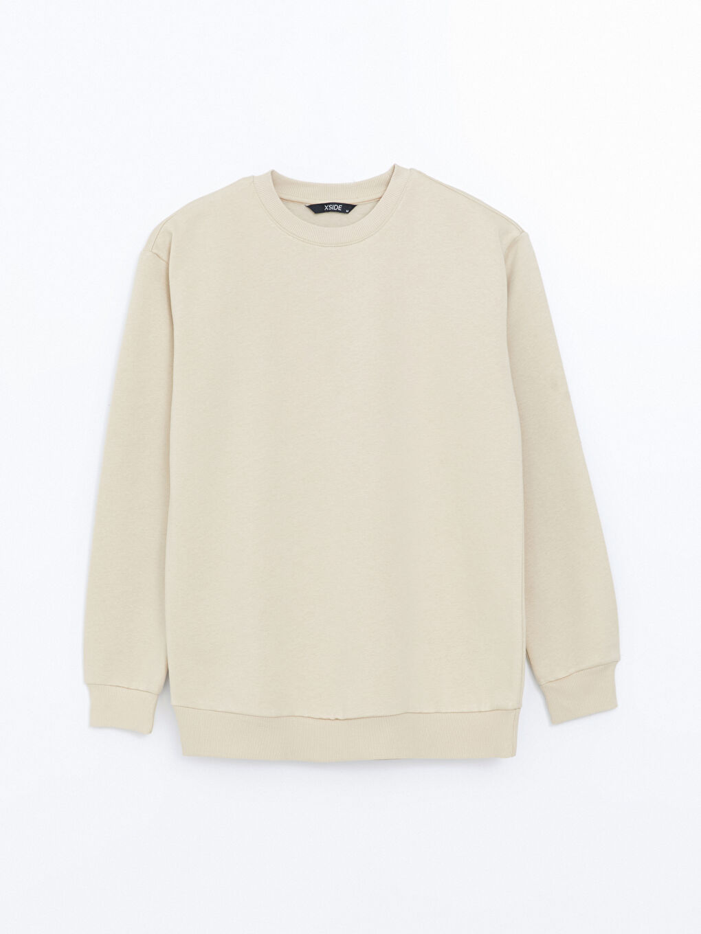 سويت شيرت تخين كم طويل بياقة دائرية للرجال-4