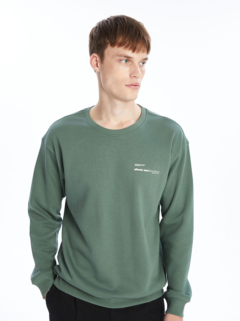 Crew Neck Printed Men's Thick Sweatshirt