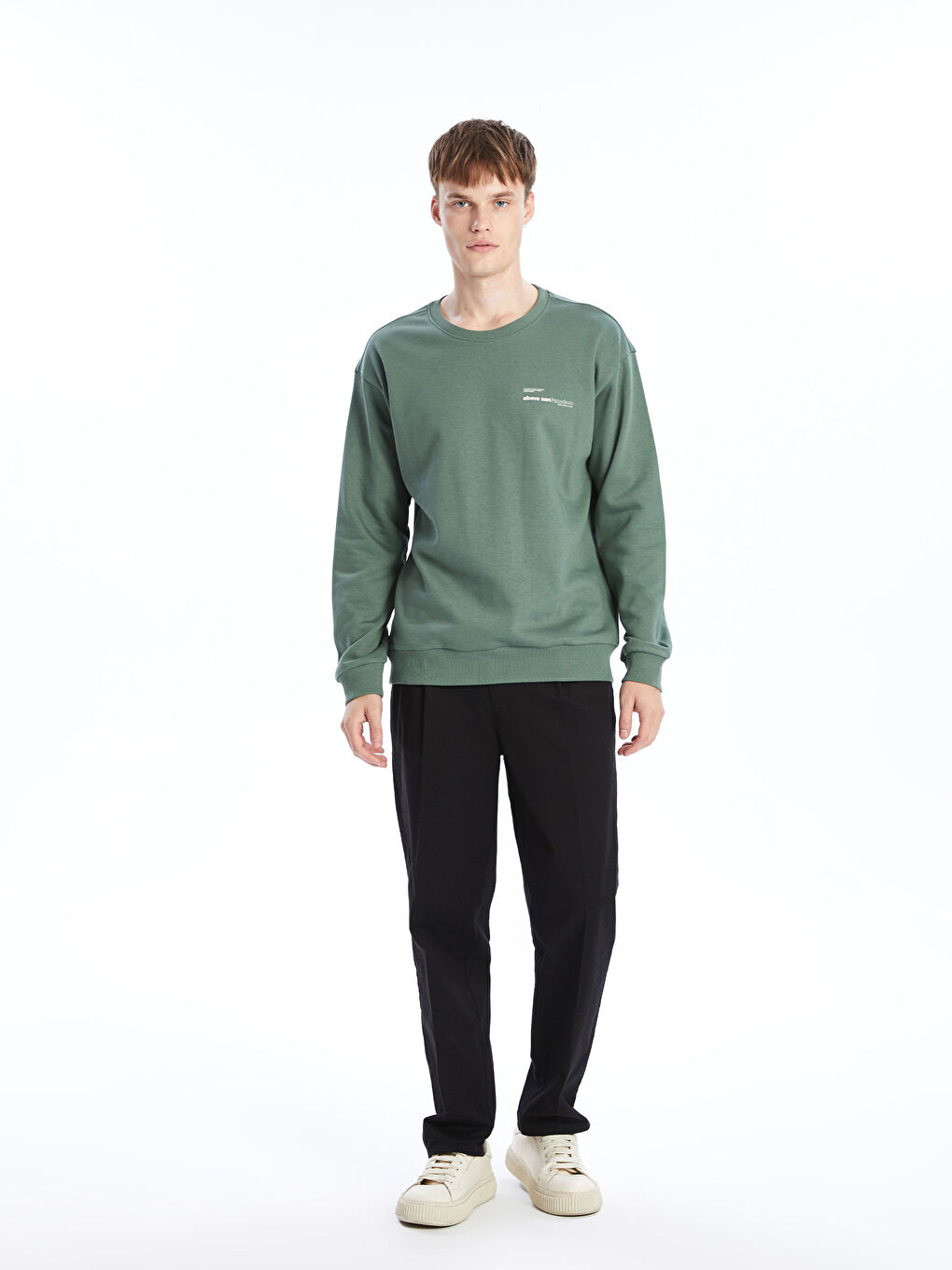 Crew Neck Printed Men's Thick Sweatshirt-1