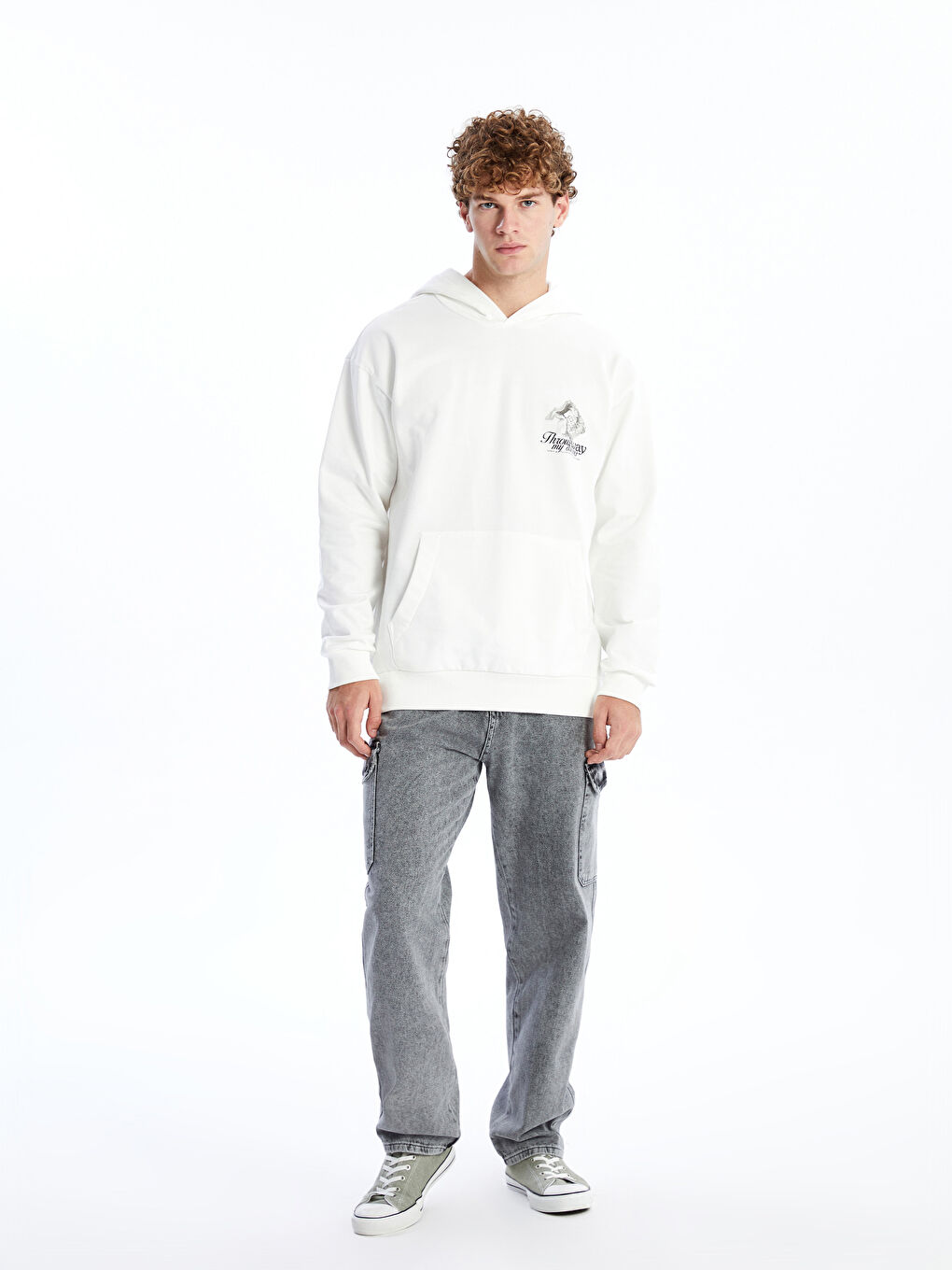 هودي تخين مطبوع كم طويل للرجال-1