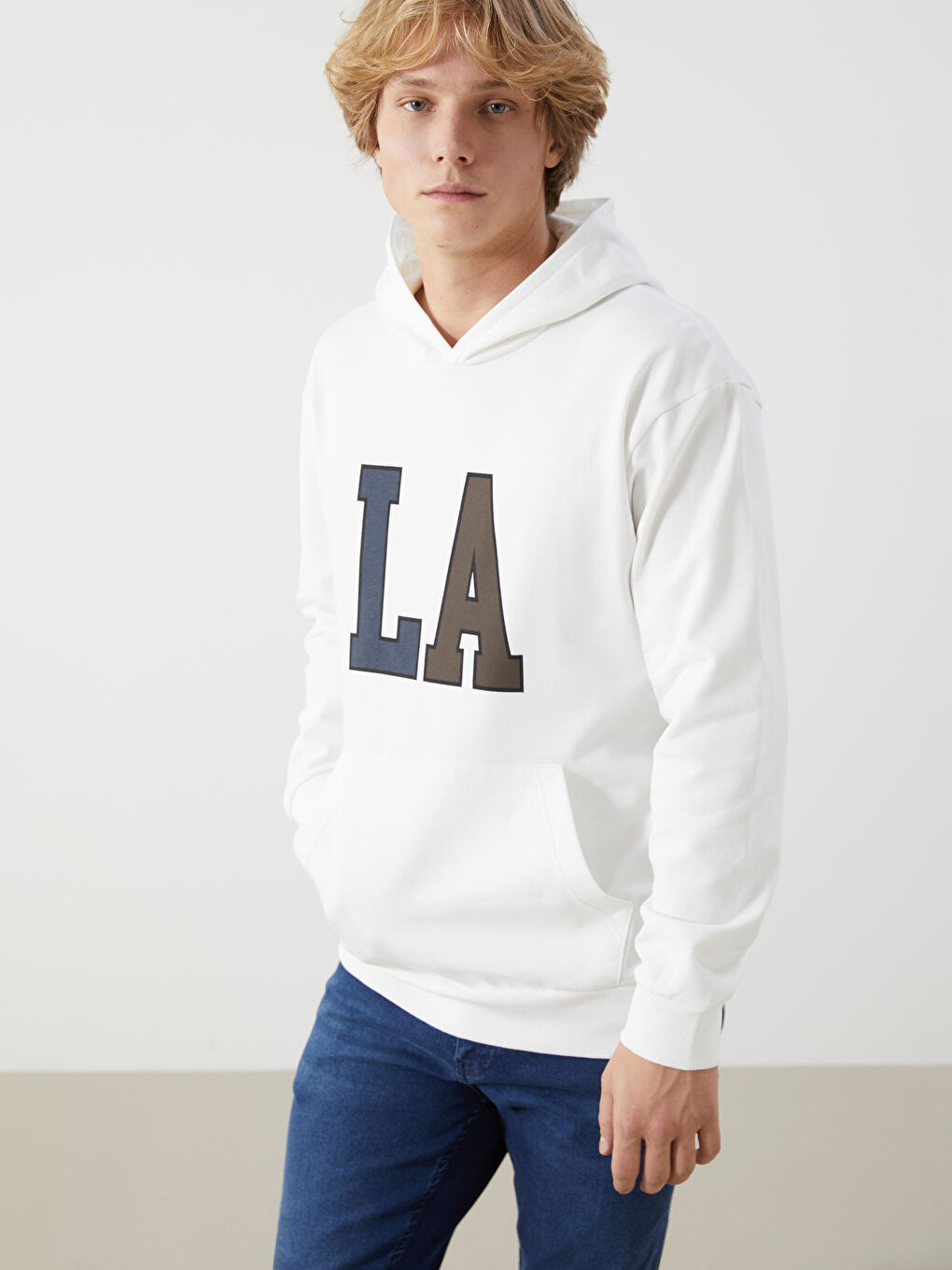 هودي سميك مطبوع كم طويل للرجال