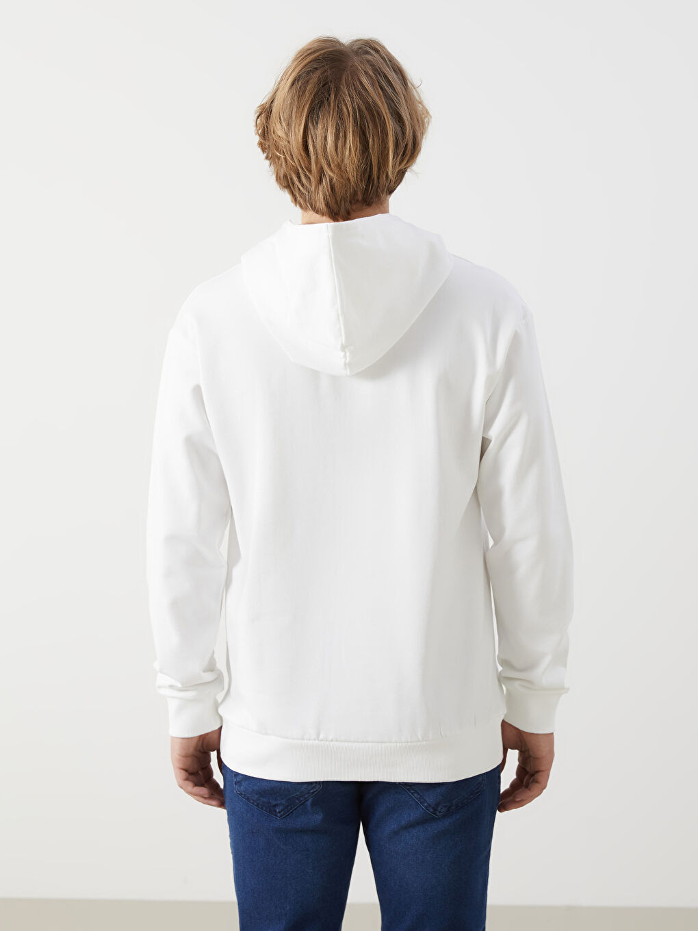 هودي سميك مطبوع كم طويل للرجال-3