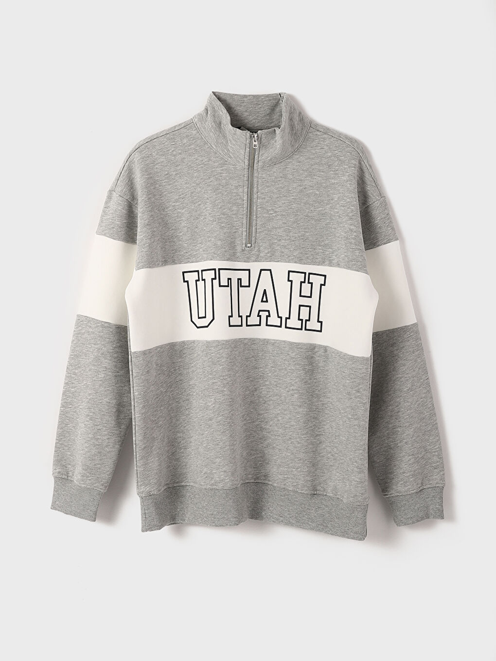 Funnel Neck Long Sleeve Printed Men's Thick Sweatshirt