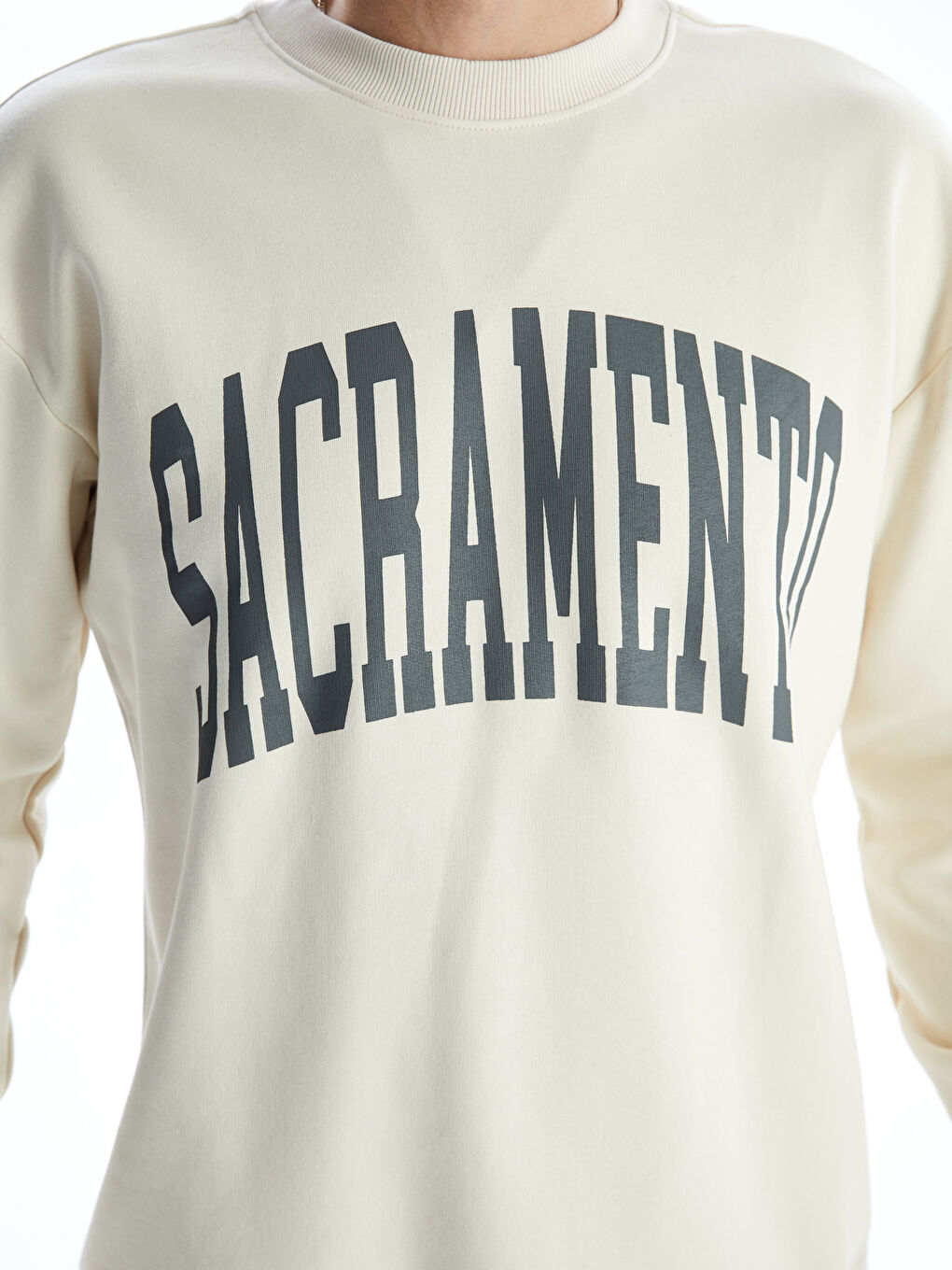 Ерлерге арналған сакраменто принтті қалың свитшот-2