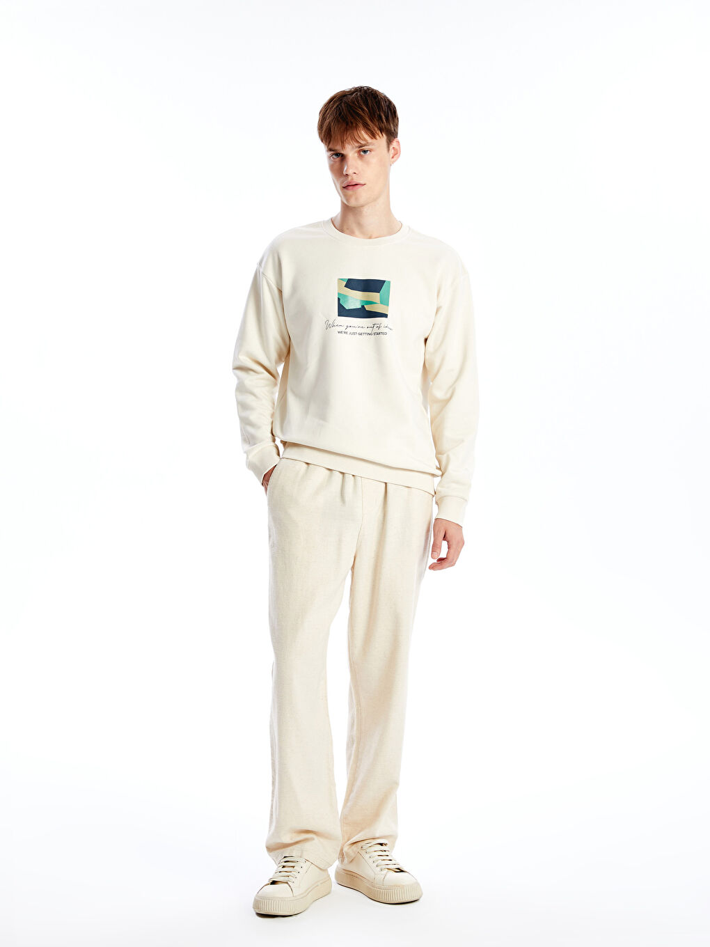 Crew Neck Long Sleeve Printed Men's Sweatshirt-1