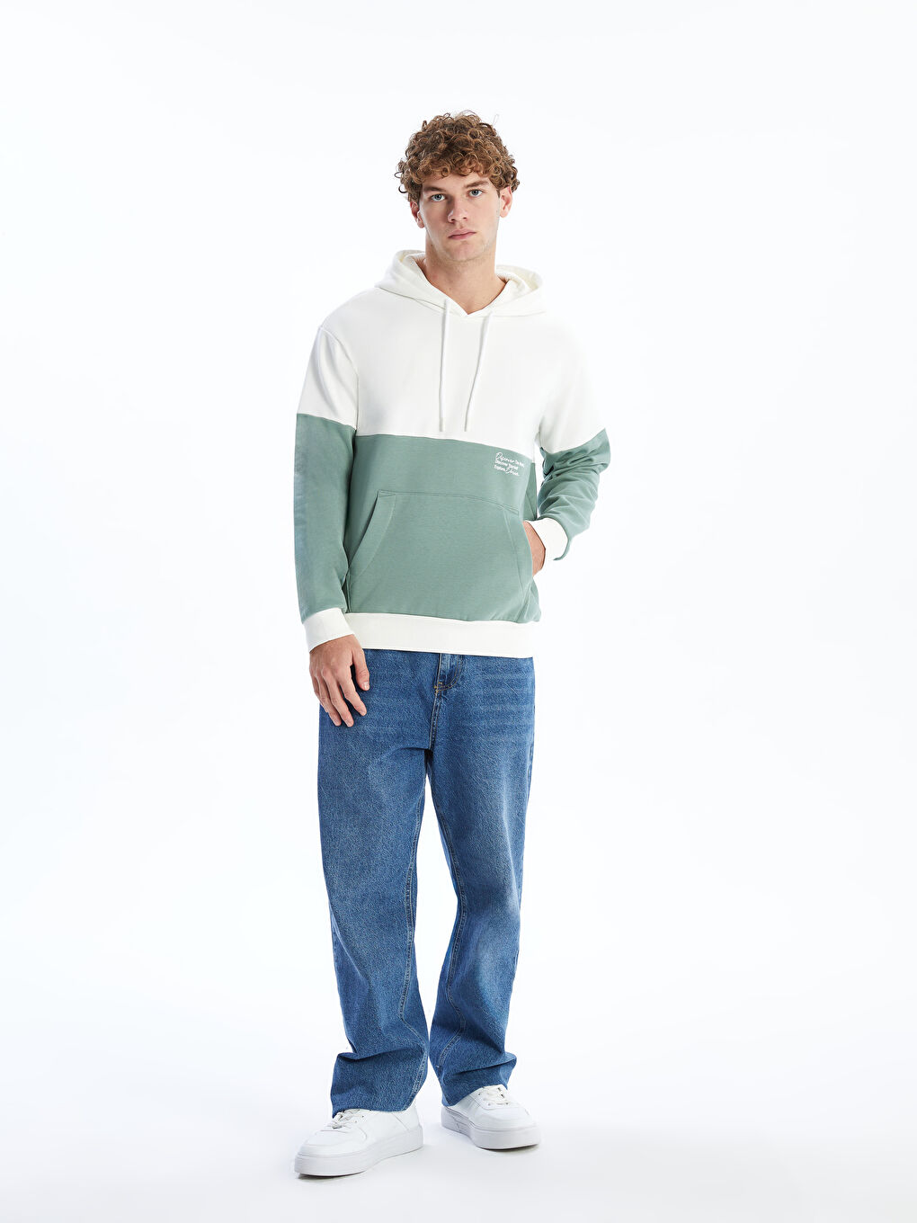Long Sleeve Color Block Men's Hoodie-1