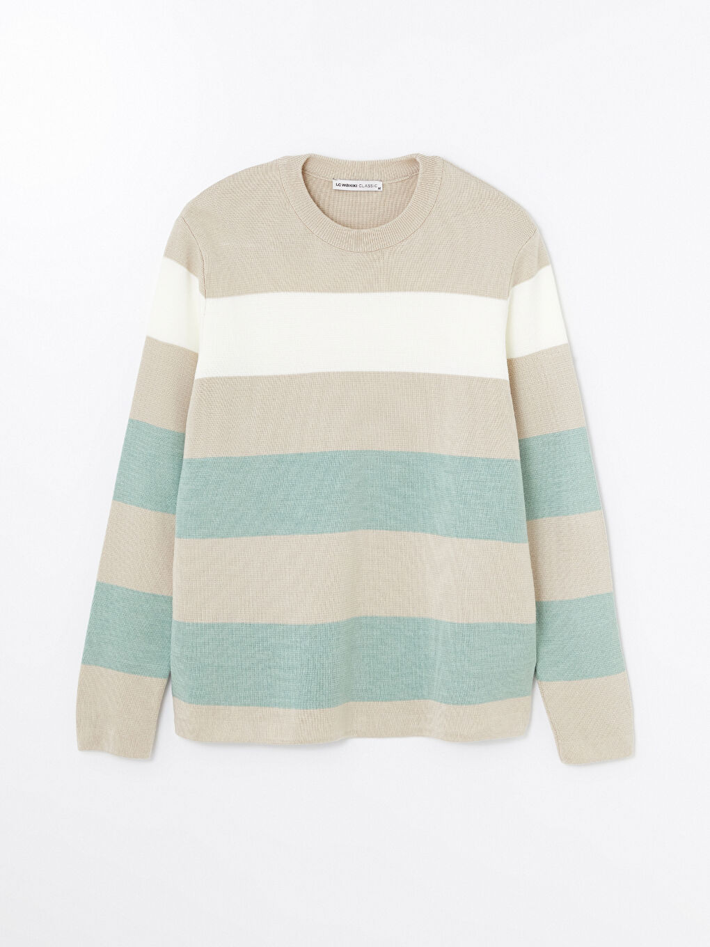 Crew Neck Long Sleeve Striped Men's Knitwear Sweater-4