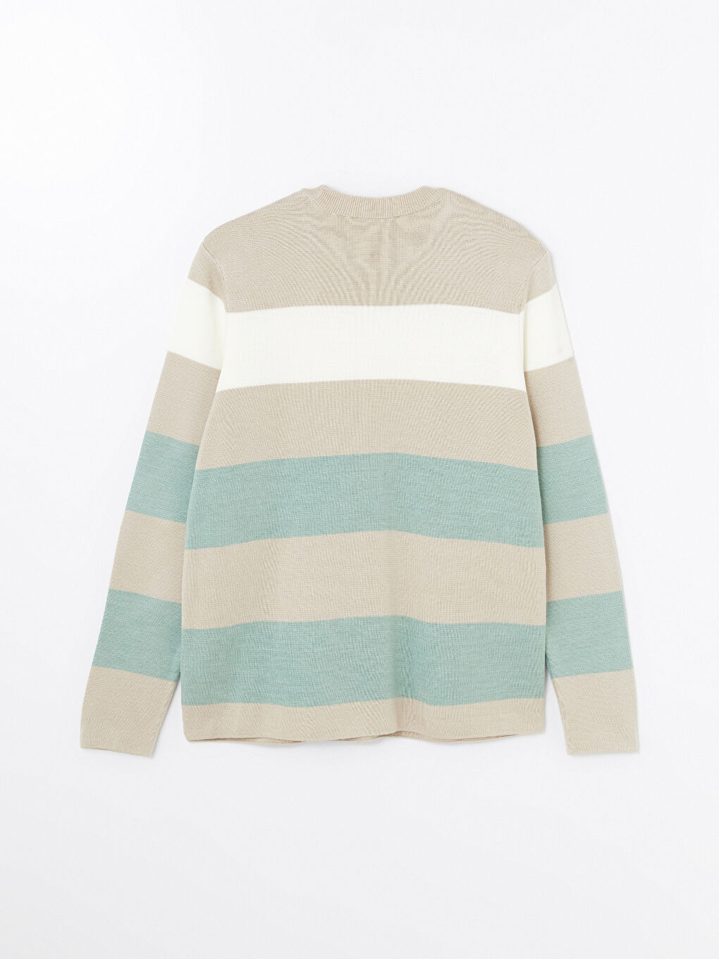 Crew Neck Long Sleeve Striped Men's Knitwear Sweater-5