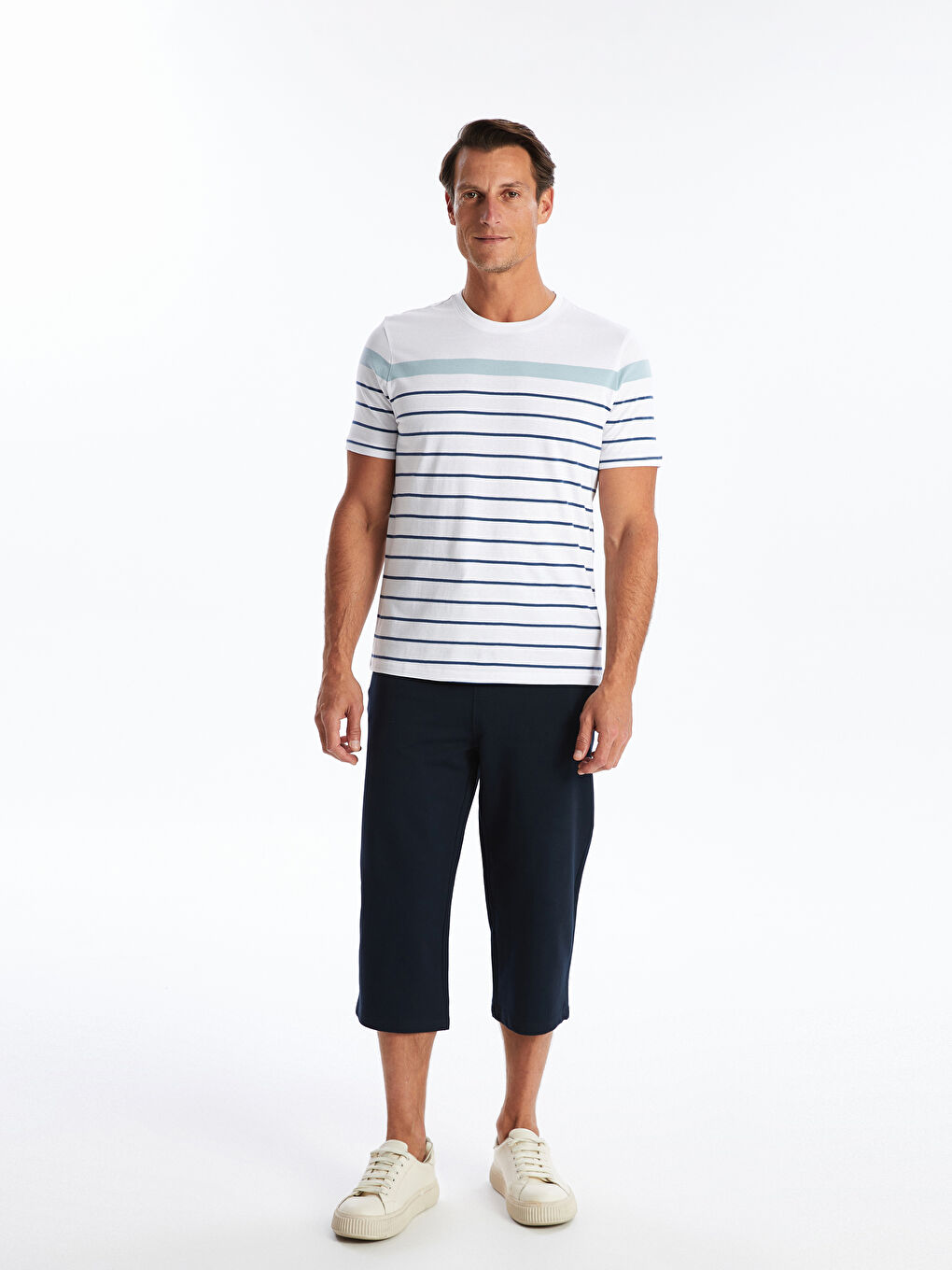 Crew Neck Striped Structured Men's T-Shirt-1