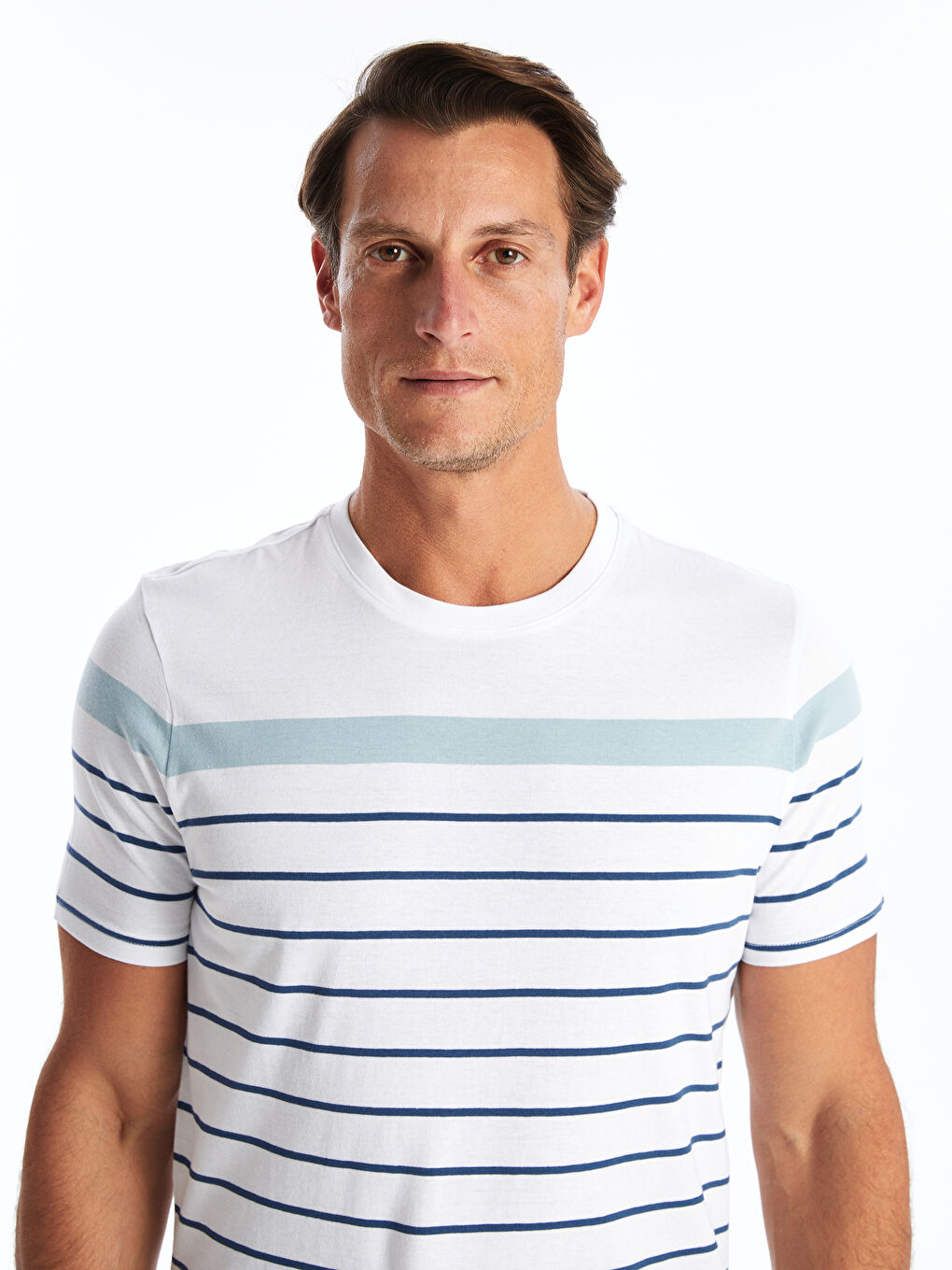 Crew Neck Striped Structured Men's T-Shirt-2