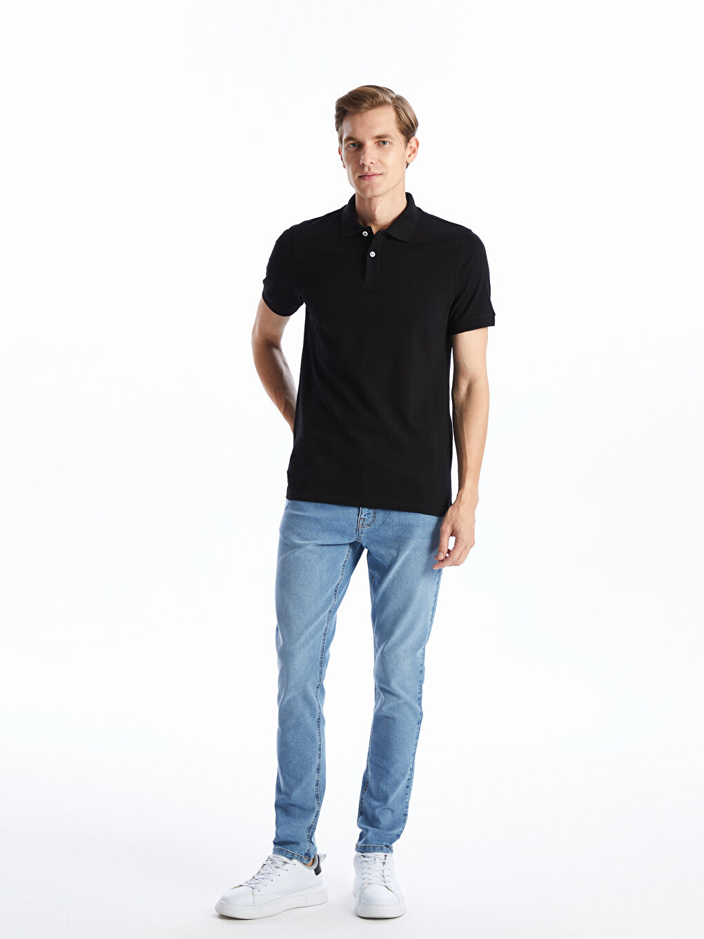 Polo Neck Short Sleeve Pique Men's T-Shirt-1