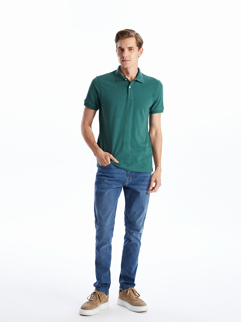 Polo Neck Short Sleeve Pique Men's T-Shirt-1