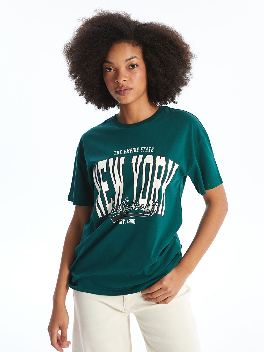 XSIDE Rundhalsausschnitt Bedrucktes Kurzarm T-Shirt für Damen -W46618Z8-VYX