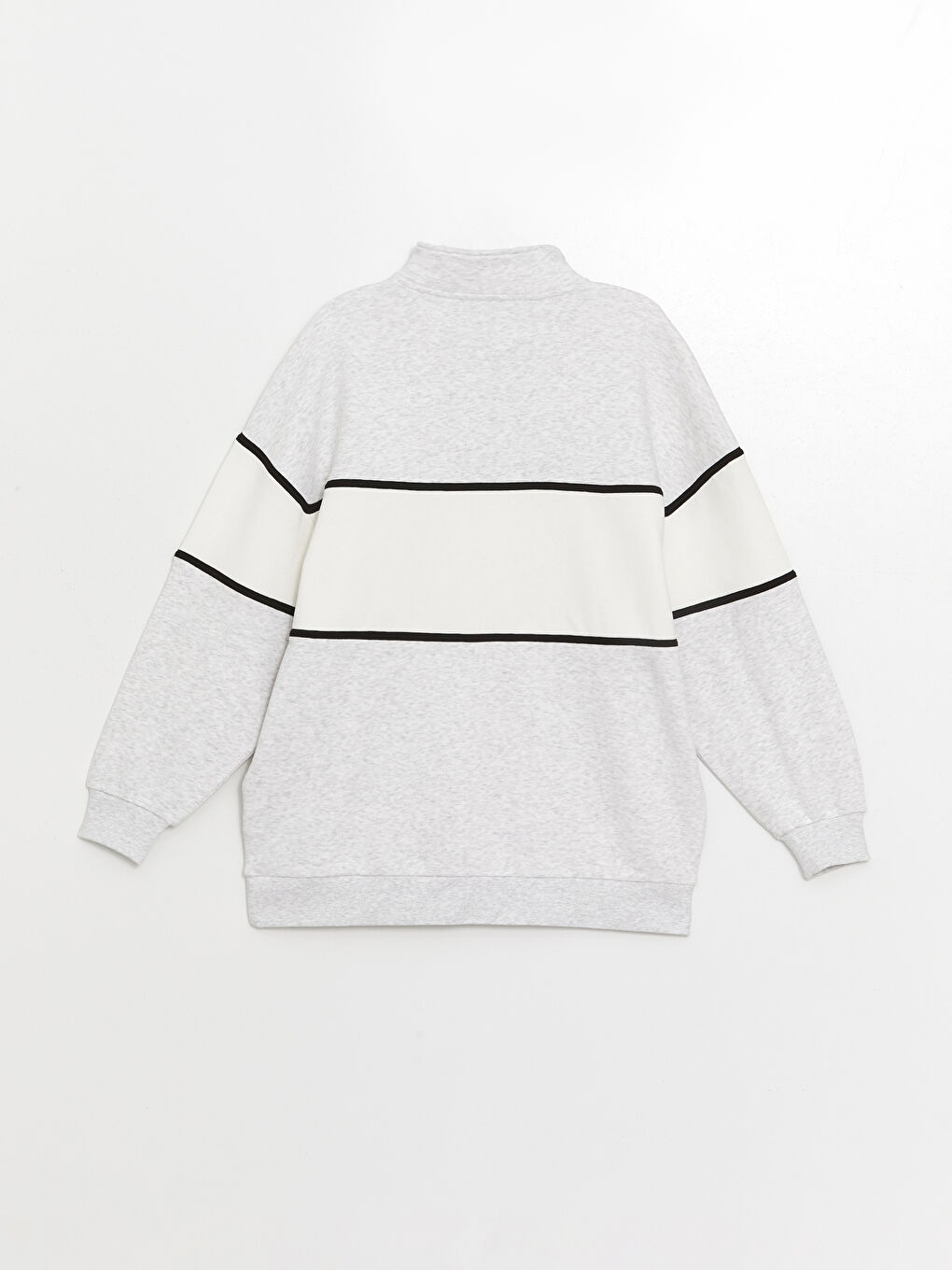 XSIDE Gri Melanj Dik Yaka Baskılı Oversize Kadın Sweatshirt - 5