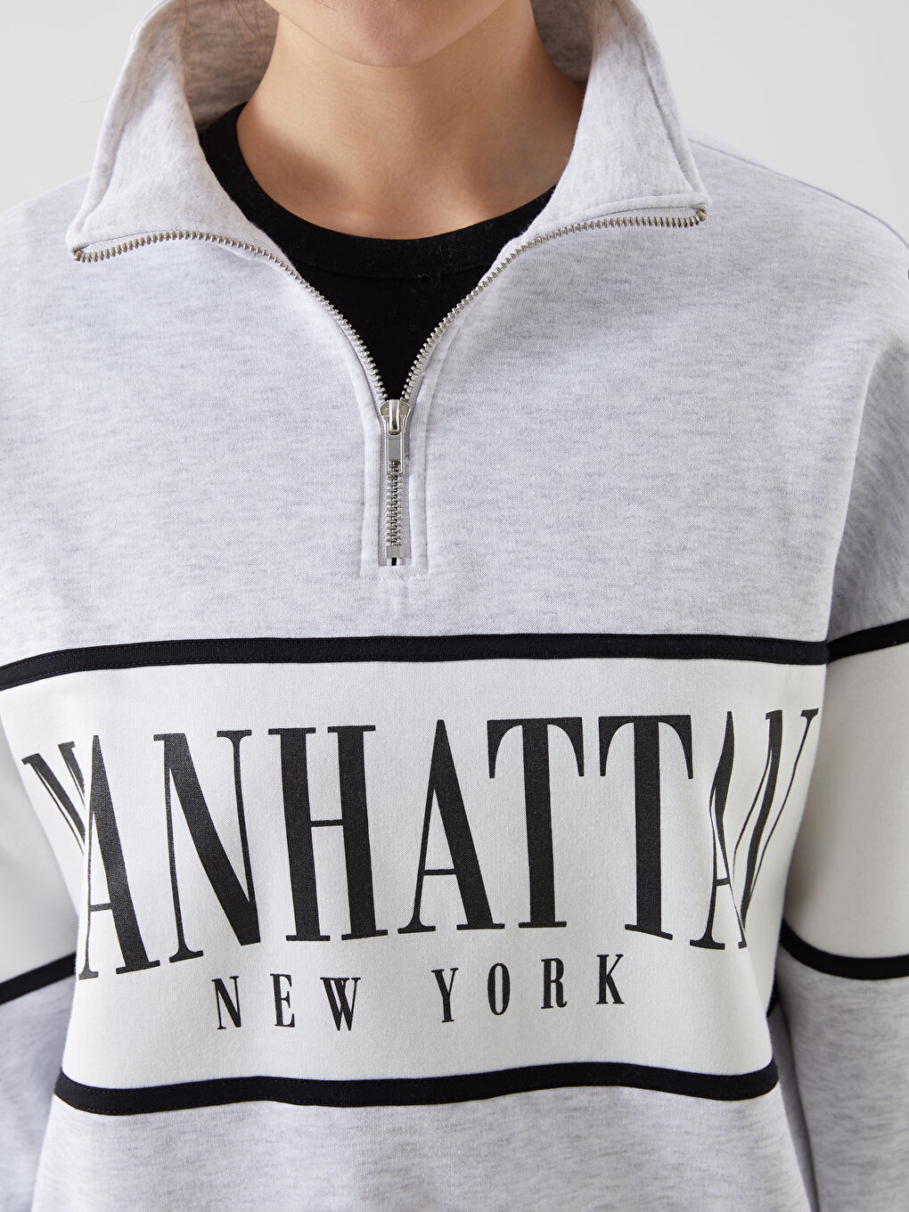 Funnel Neck Printed Oversize Women's Thick Sweatshirt-2