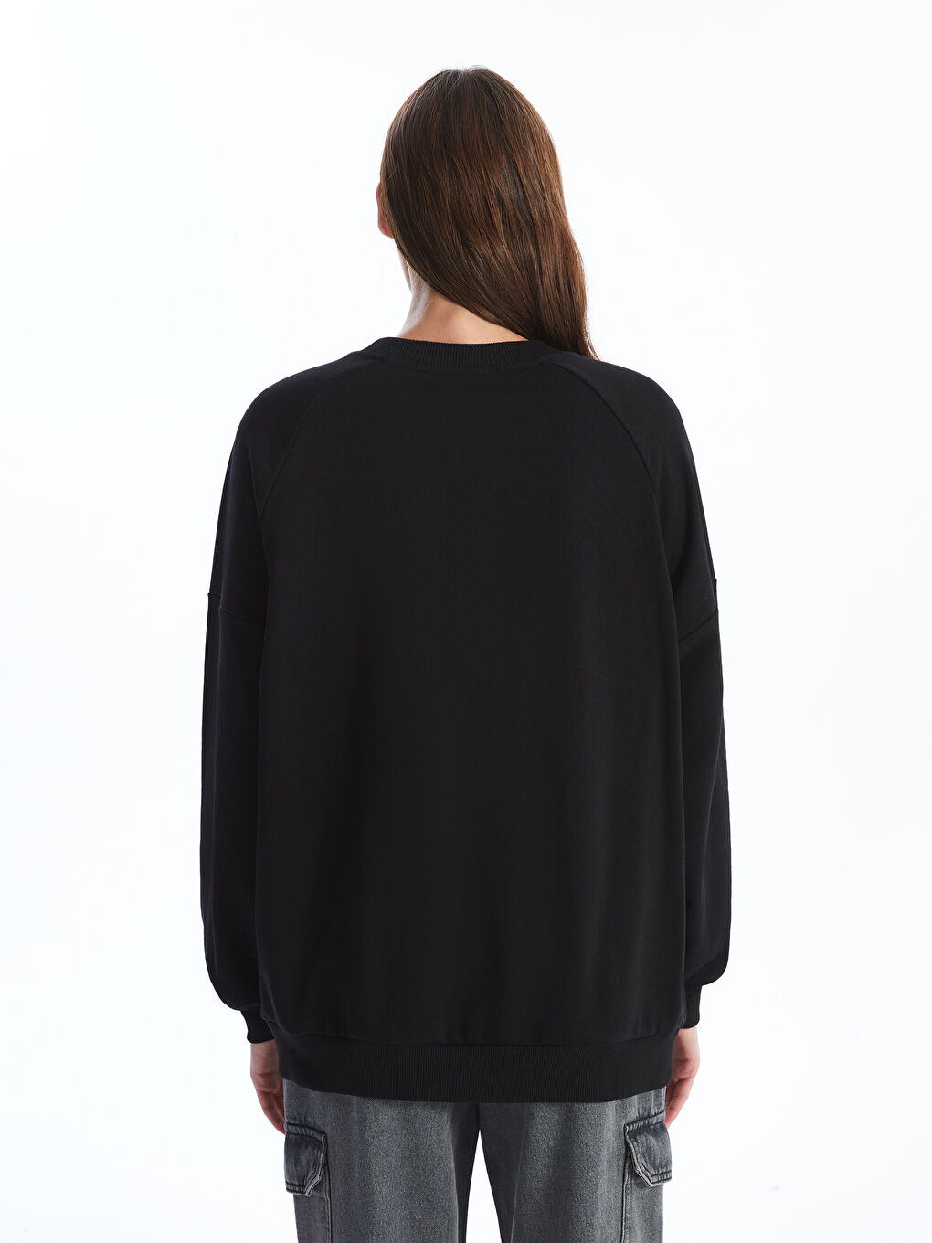 XSIDE Rundhalsausschnitt Schlichtes Oversize Sweatshirt für Damen -W46673Z8-CVL