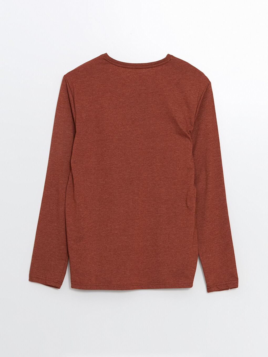 Kahverengi Bisiklet Yaka Nakışlı Erkek Pijama Üst-1