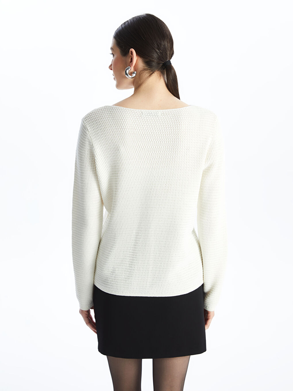 LCWAIKIKI Basic Crew Neck Self Patterned Long Sleeve Women's Knitwear Sweater -W46708Z8-R9J