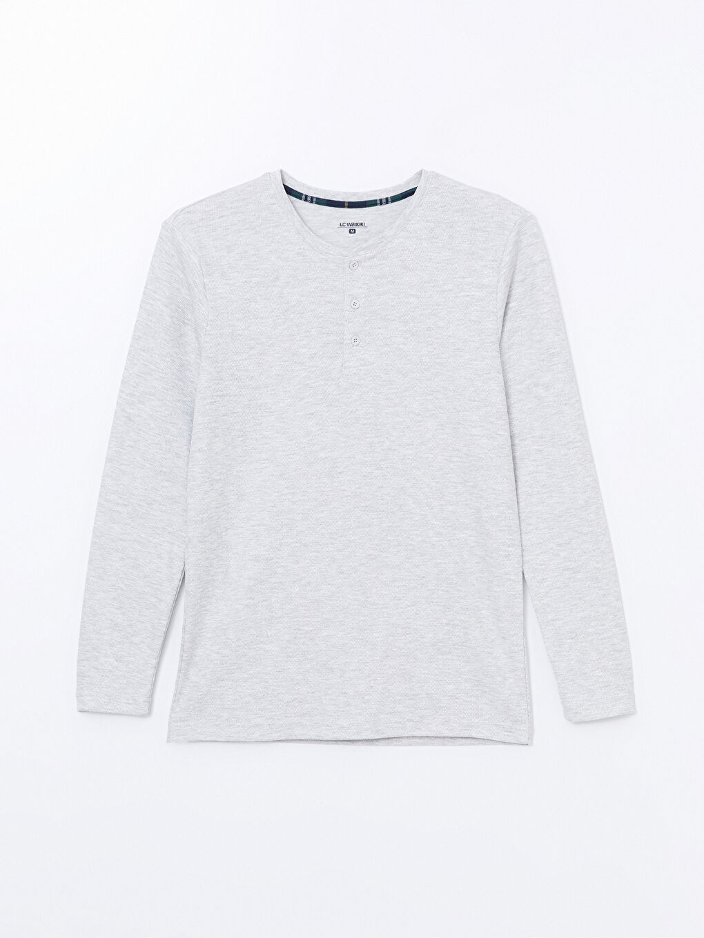 Bej Bisiklet Yaka Uzun Kollu Erkek Pijama Üst