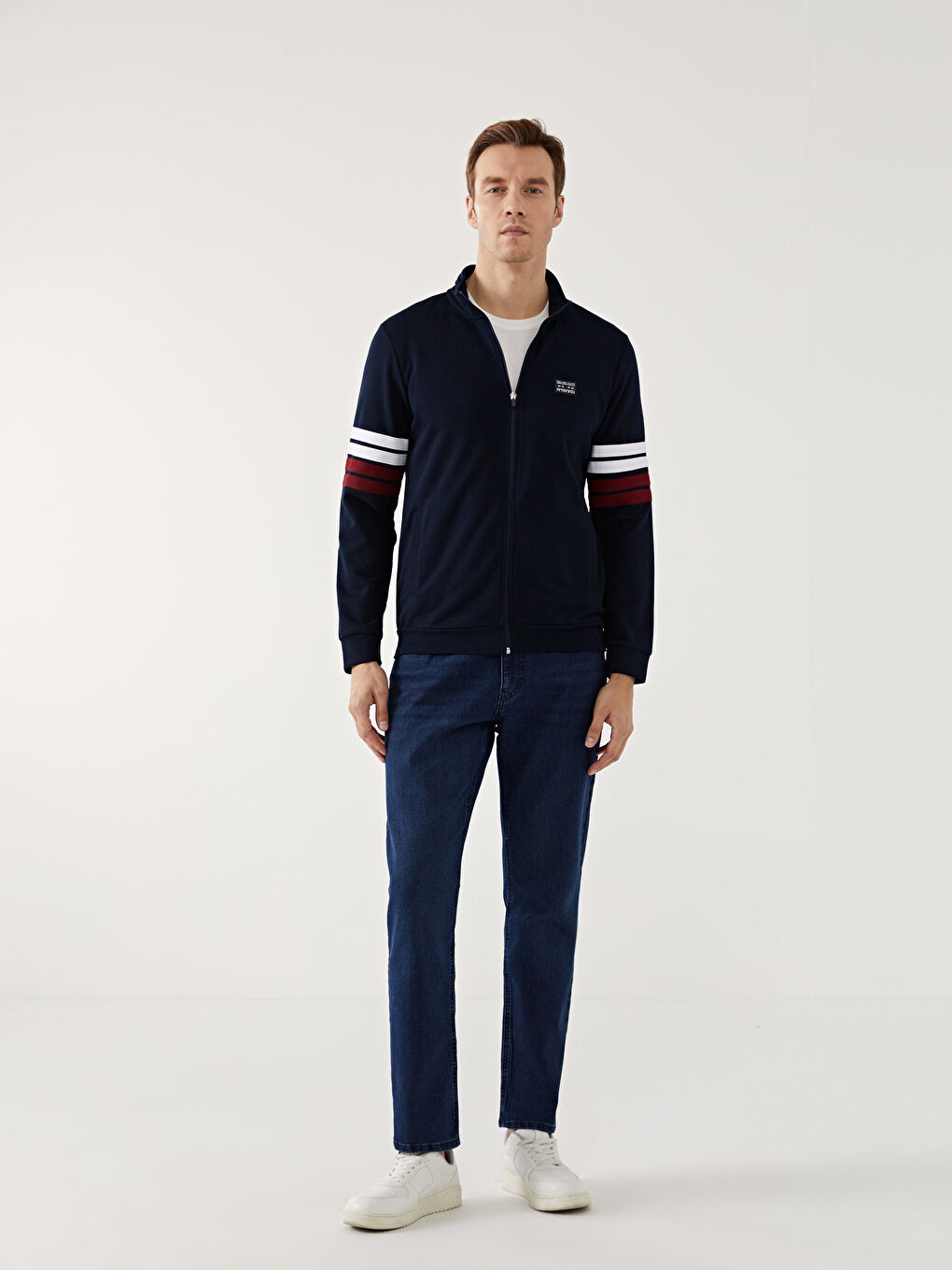 Funnel Neck Long Sleeve Men's Zip-Up Sweatshirt-1