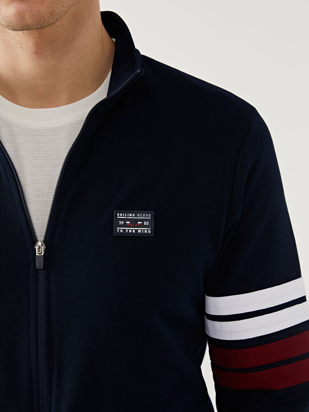 Funnel Neck Long Sleeve Men's Zip-Up Sweatshirt-2