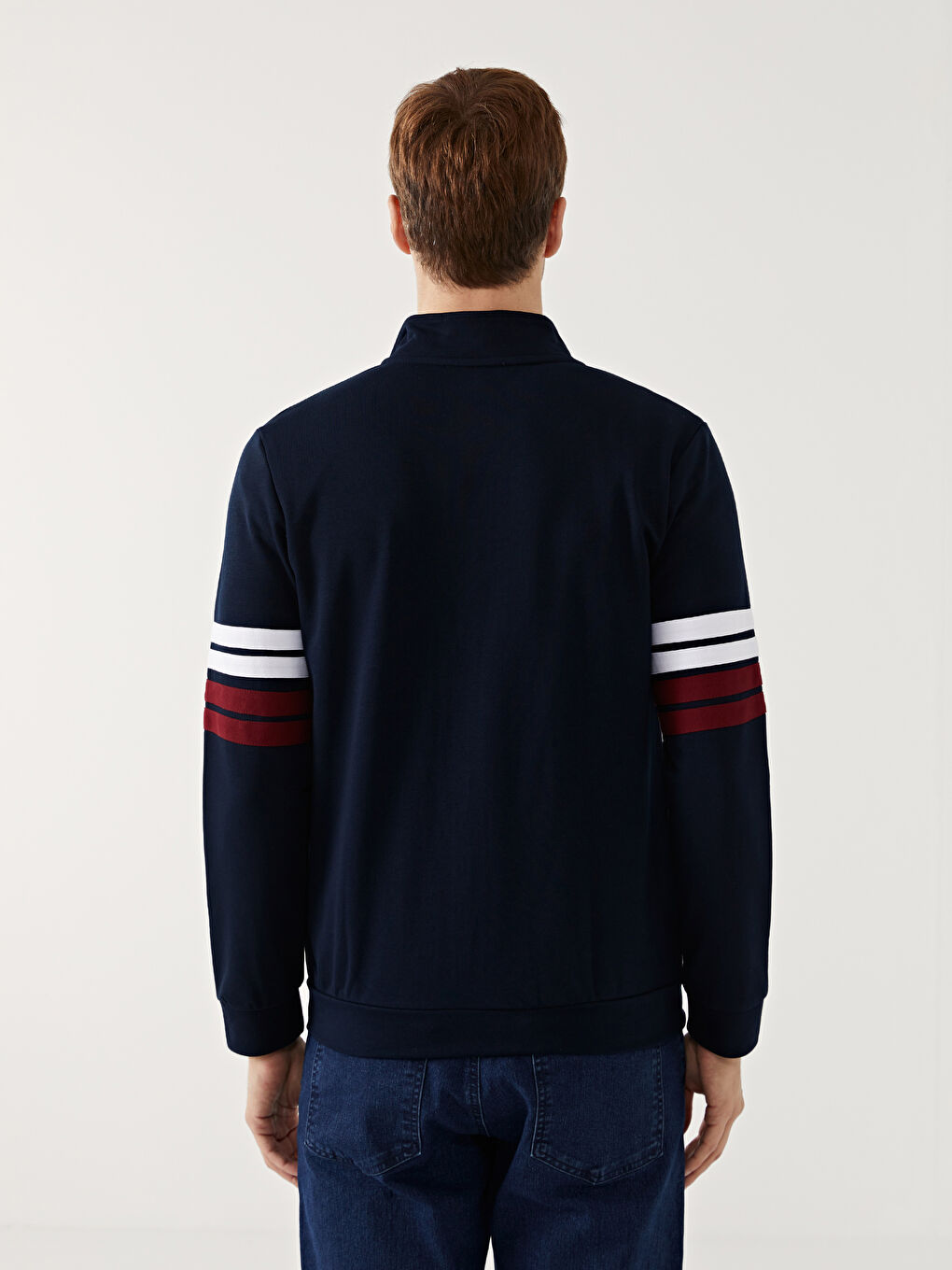 Funnel Neck Long Sleeve Men's Zip-Up Sweatshirt-3