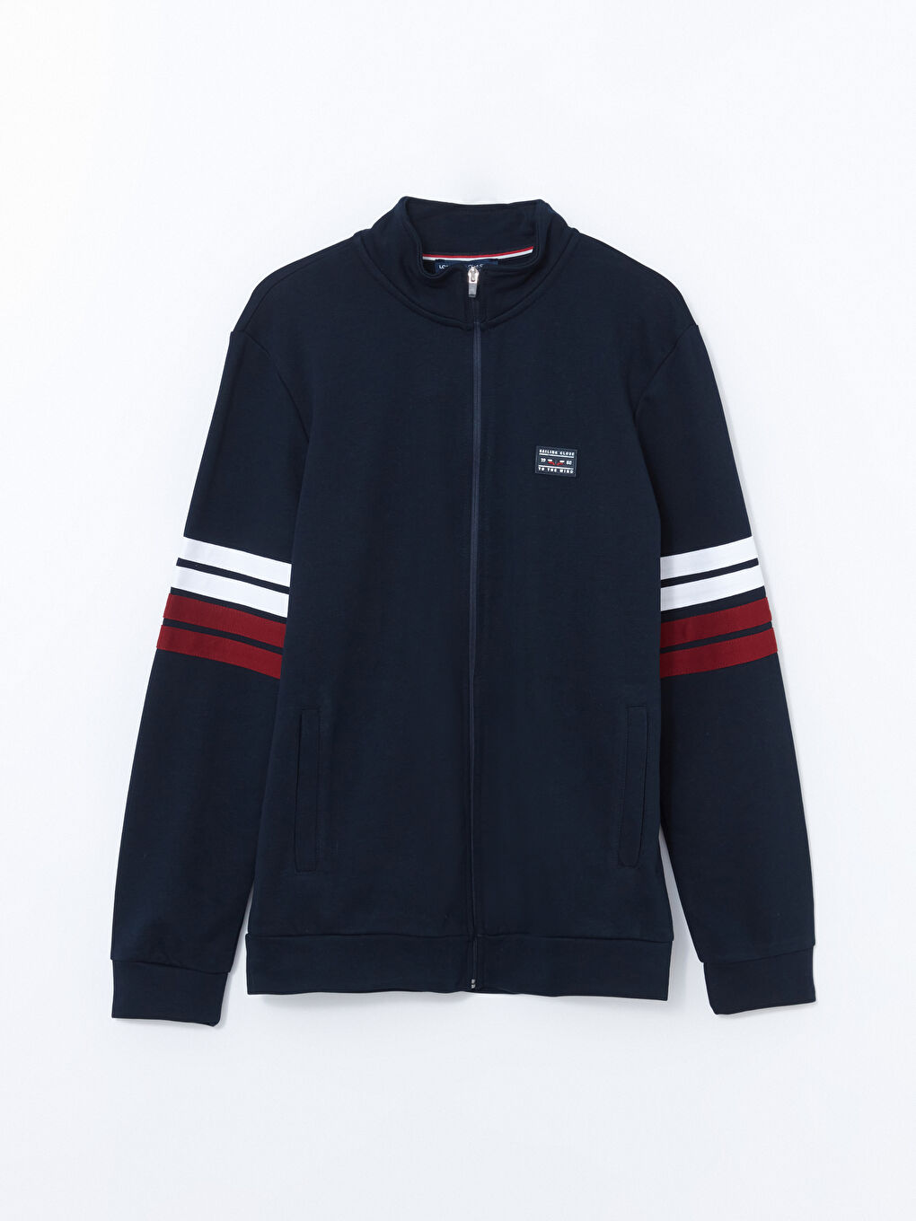 Funnel Neck Long Sleeve Men's Zip-Up Sweatshirt-4