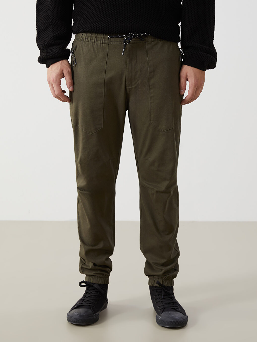 Standard Fit Gabardine Men's Jogger Pants -W46734Z8-SEM