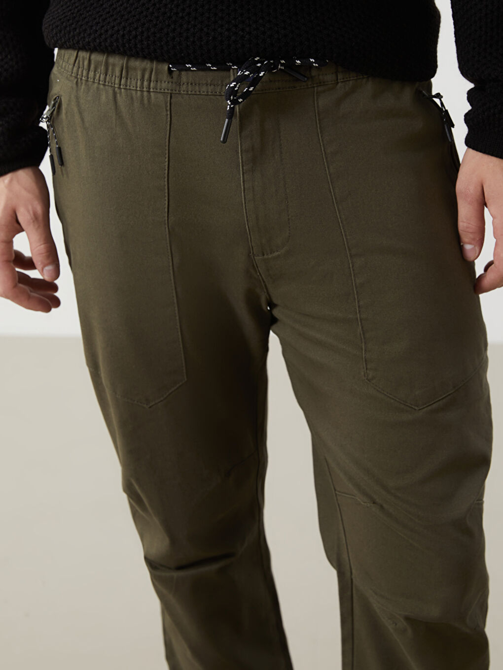 Standard Fit Gabardine Men's Jogger Pants -W46734Z8-SEM