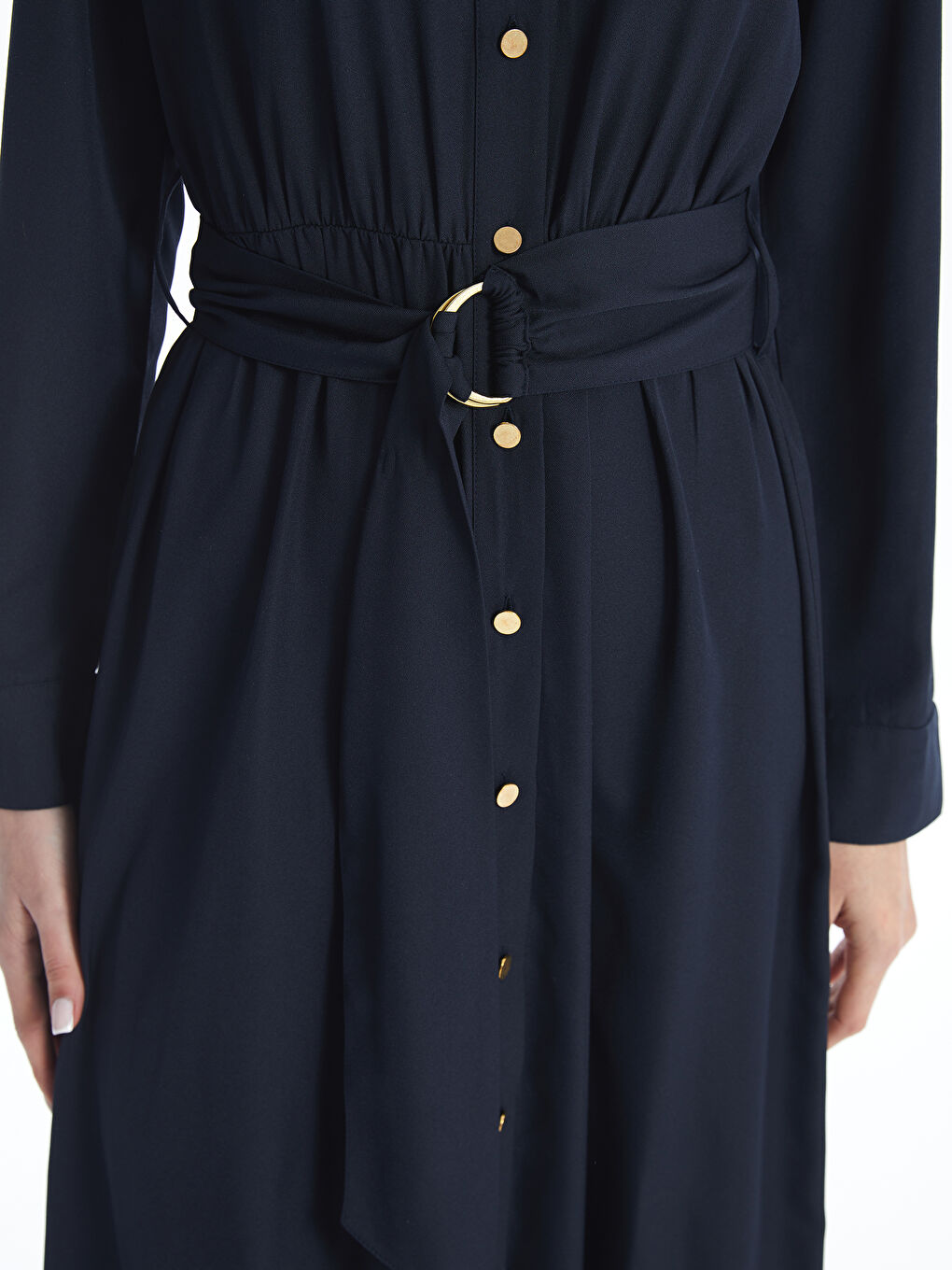 LCW Vision Plain Long Sleeve Women's Shirt Dress -W46785Z8-HRZ